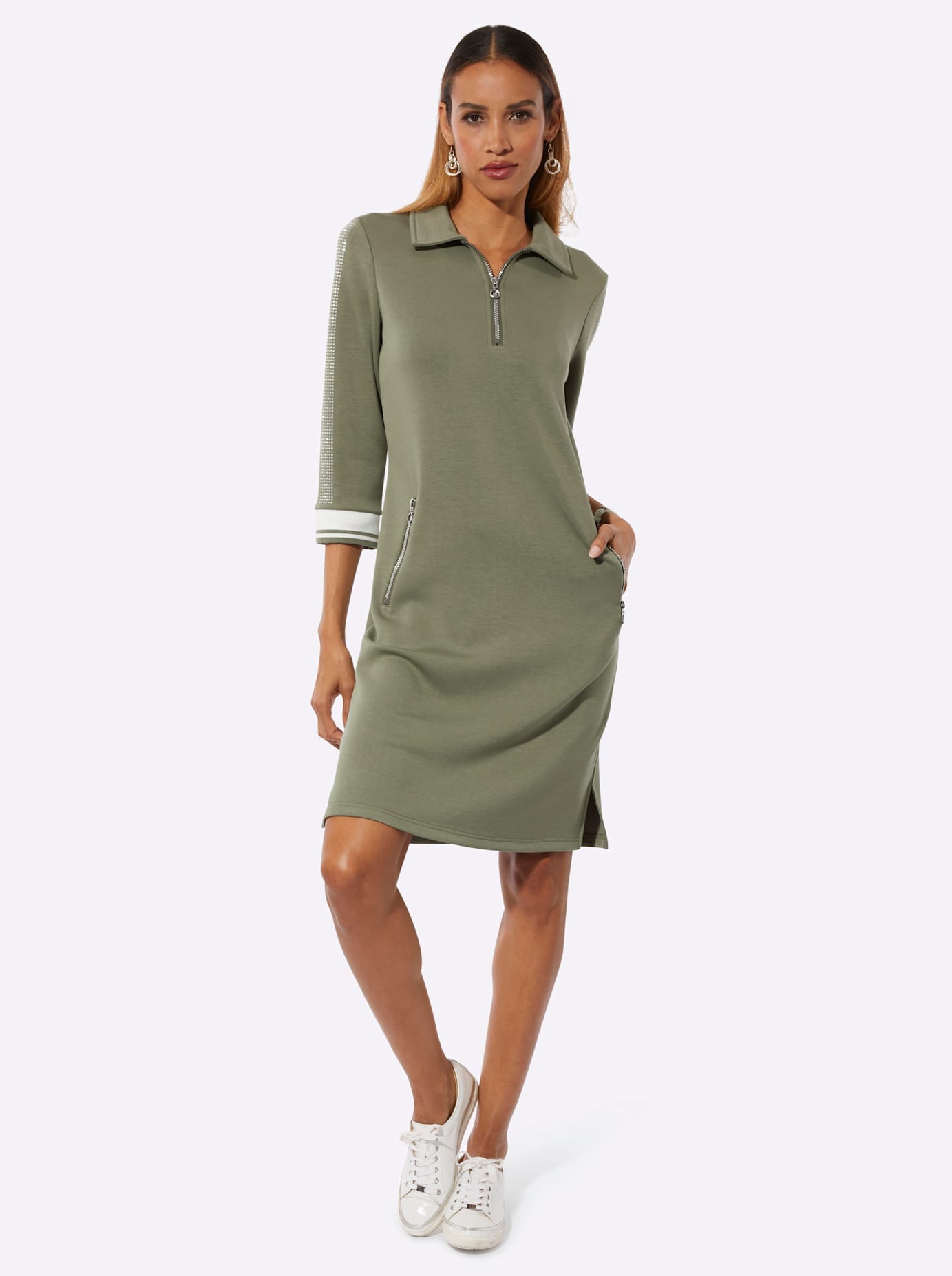 creation L Shirtkleid "Modal-Mix-Kleid" Reißverschlusstasche günstig online kaufen