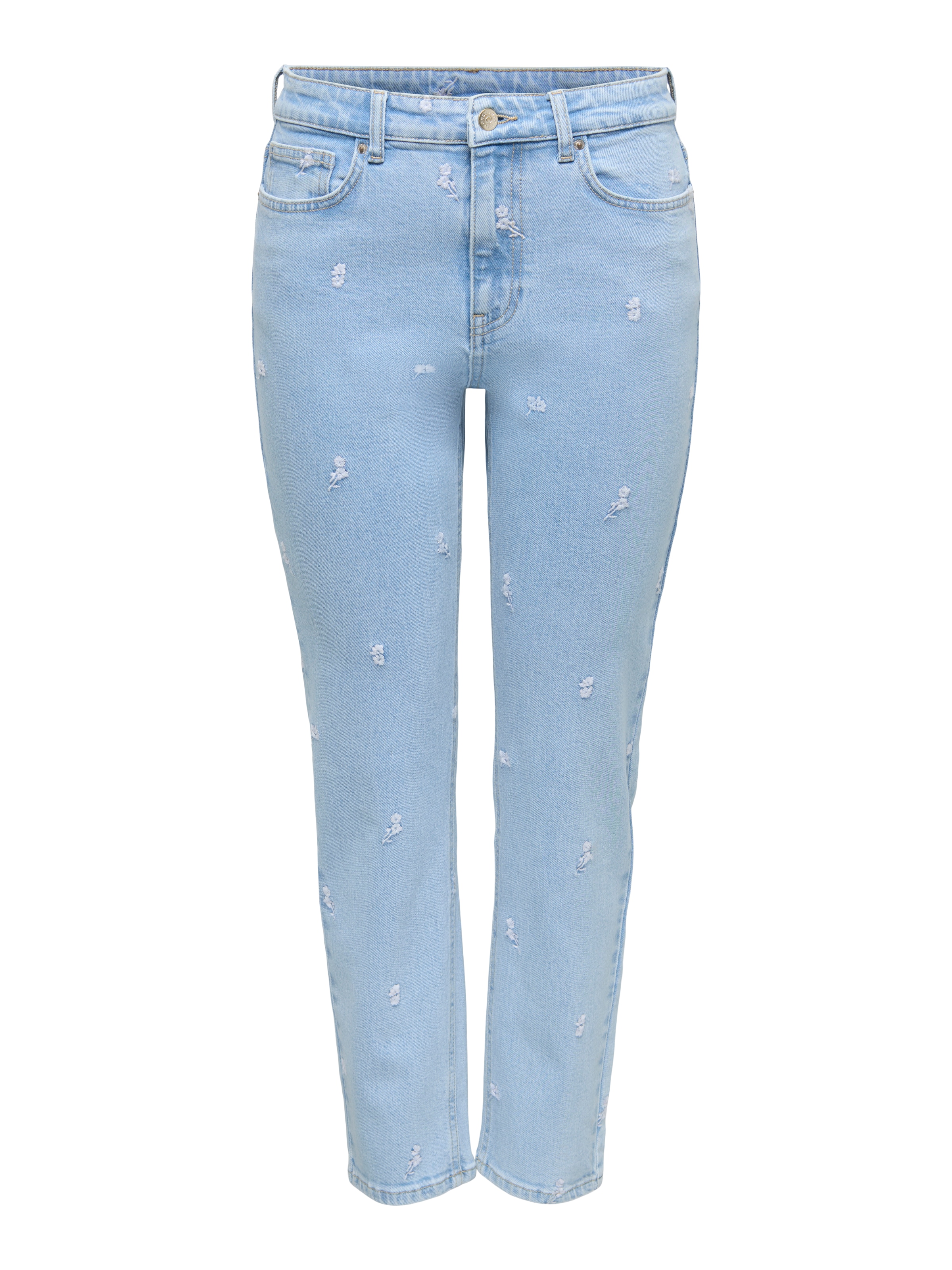 ONLY Straight-Jeans »ONLEMILY HW STRETCH EMB STRA ANK DNM AZG« Baumwollmischung, straight fit