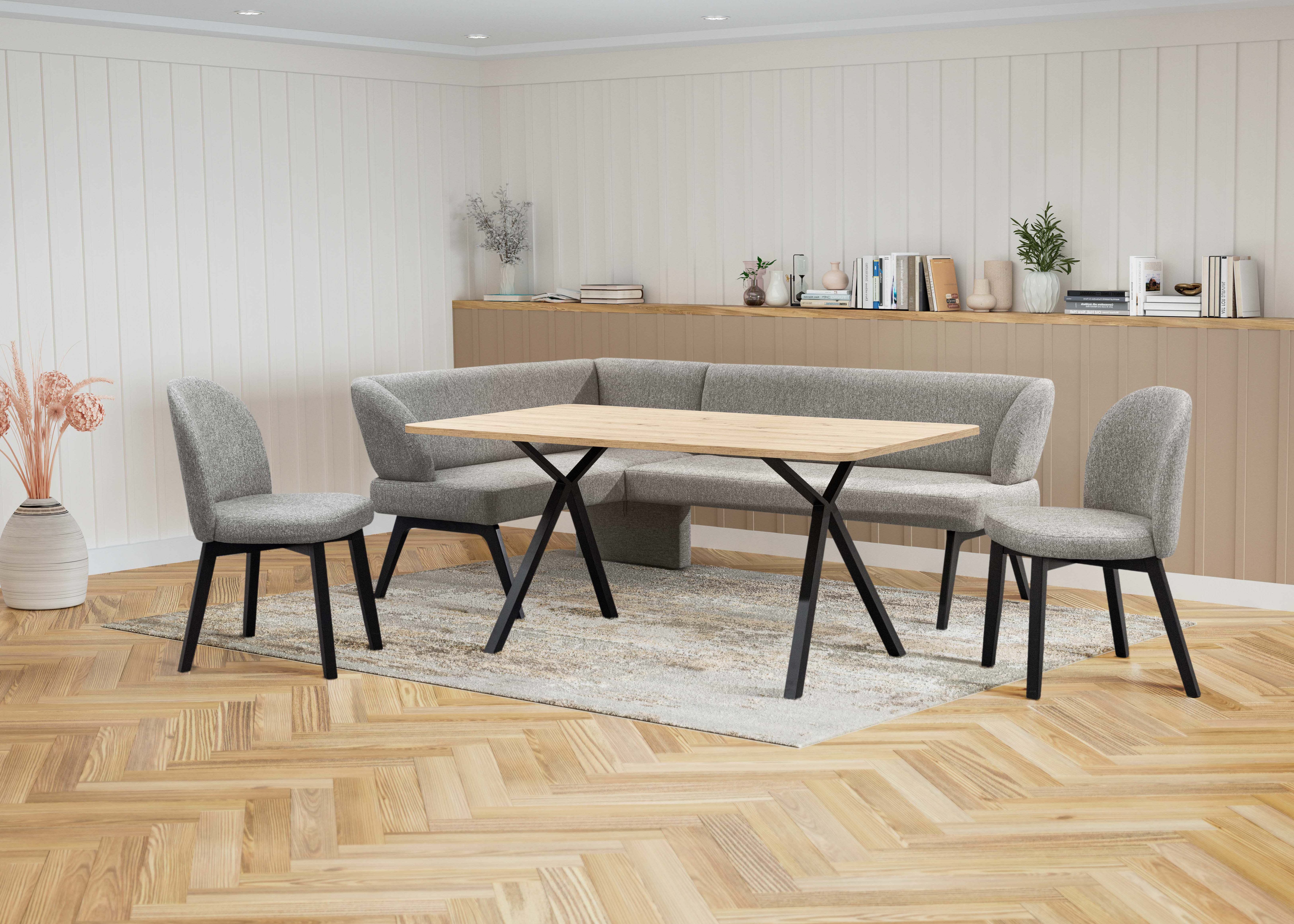OTTO home "Aretha Essecke, Sitzgruppe, Eckbank, Küchenbank" Set, 4er, 4 Stk. tlg. Esszimmer Sitzgruppe, Tisch, Stühle und Bank gepolstert, Nosagfederung