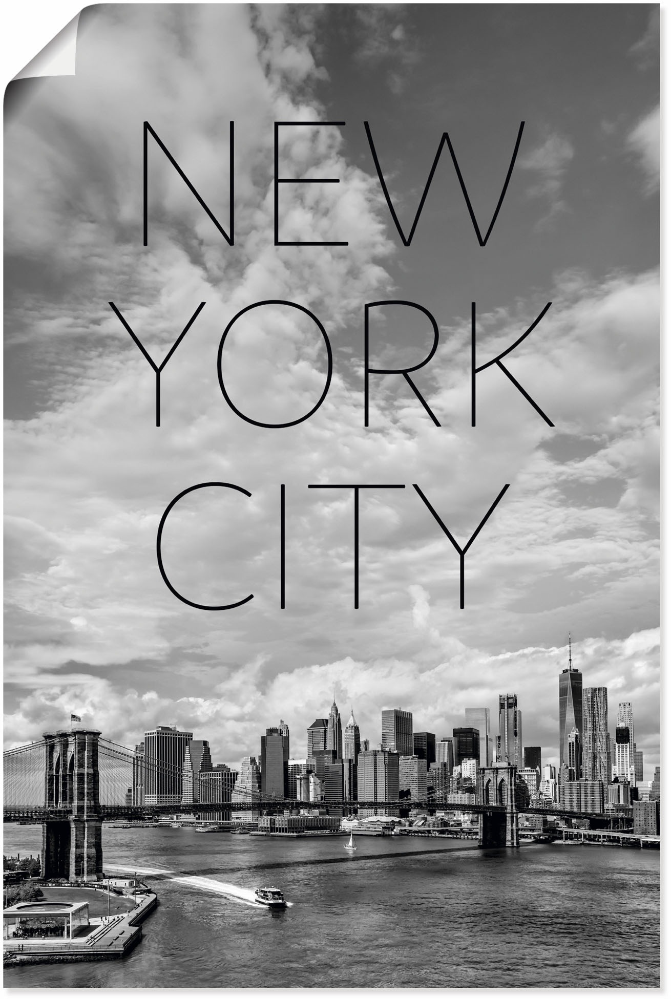 Artland Wandbild »NYC Brooklyn Bridge & Lower Manhattan«, New York, (1 St.),  als Alubild, Leinwandbild, Wandaufkleber oder Poster in versch. Größen  kaufen | BAUR