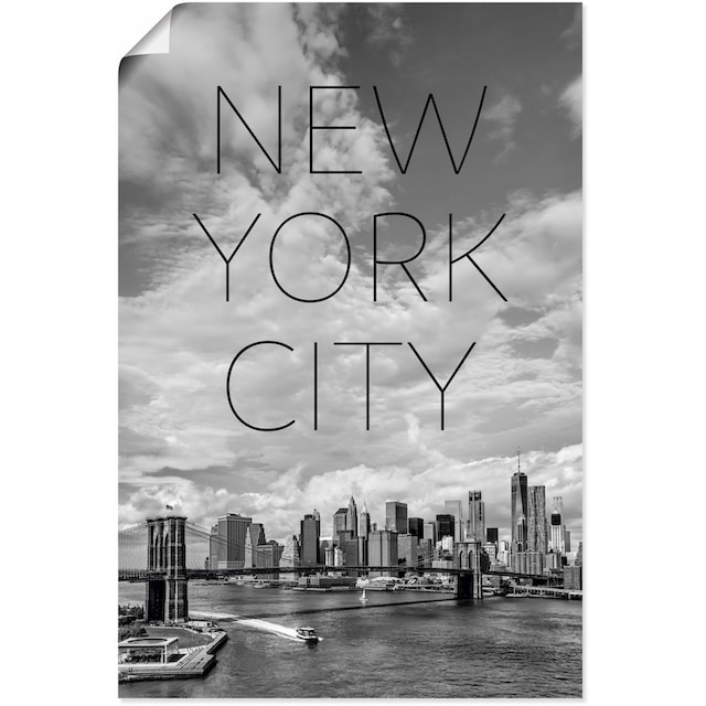 Artland Wandbild »NYC Brooklyn Bridge & Lower Manhattan«, New York, (1 St.),  als Alubild, Leinwandbild, Wandaufkleber oder Poster in versch. Größen  kaufen | BAUR