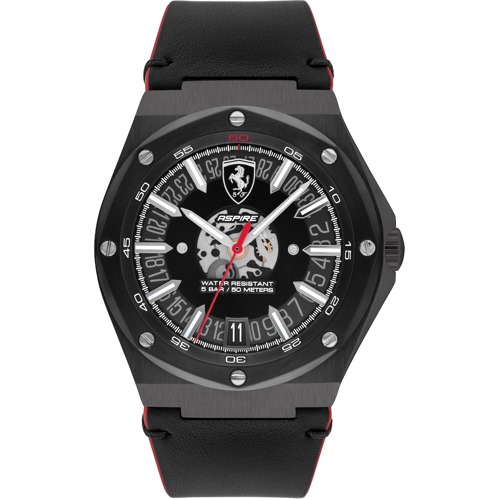 Herrenmode Uhren Scuderia Ferrari Quarzuhr »Aspire, 0830845« schwarz-rot