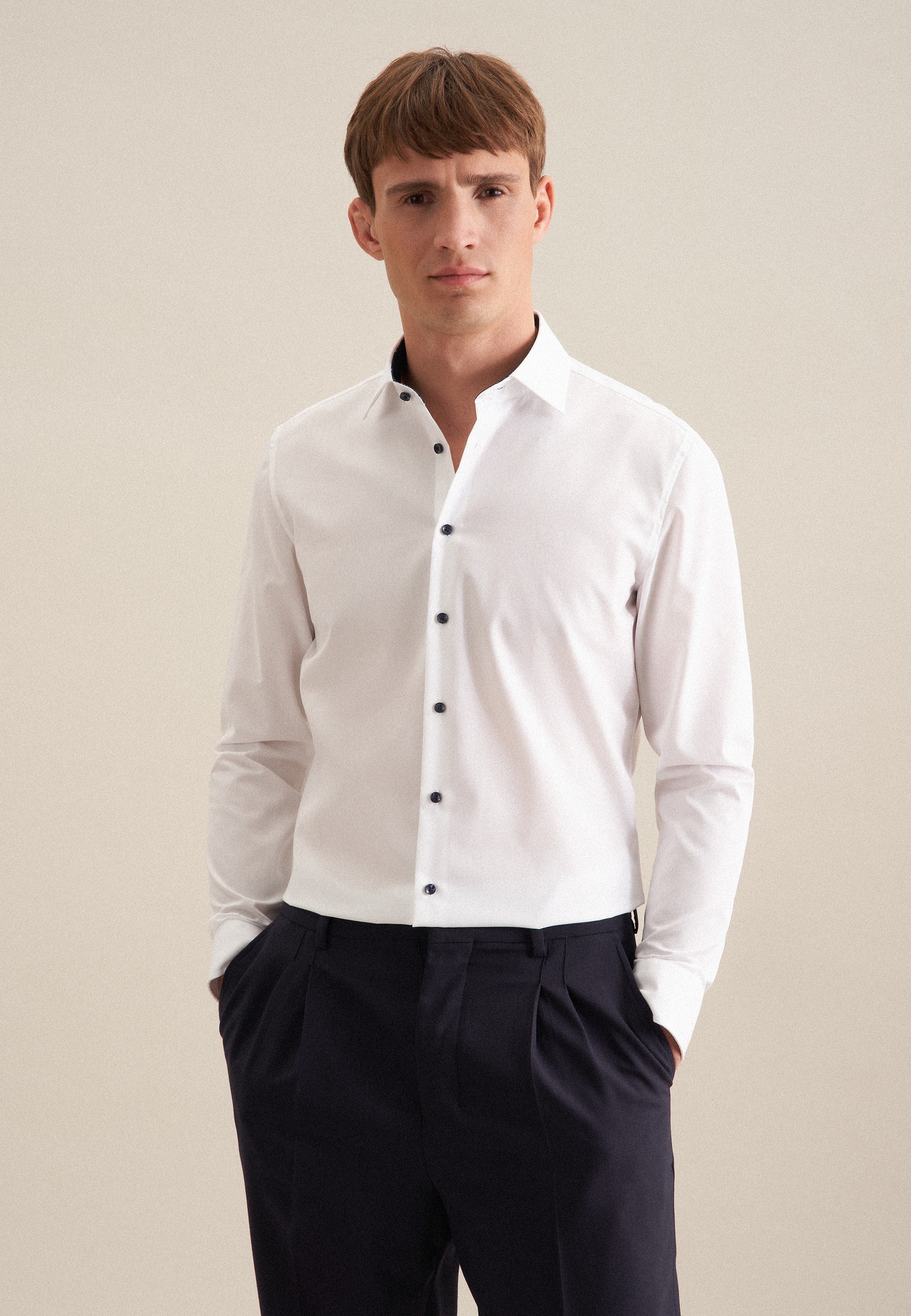 Seidensticker Schwarze Rose Men's Shirt White Size L 4
