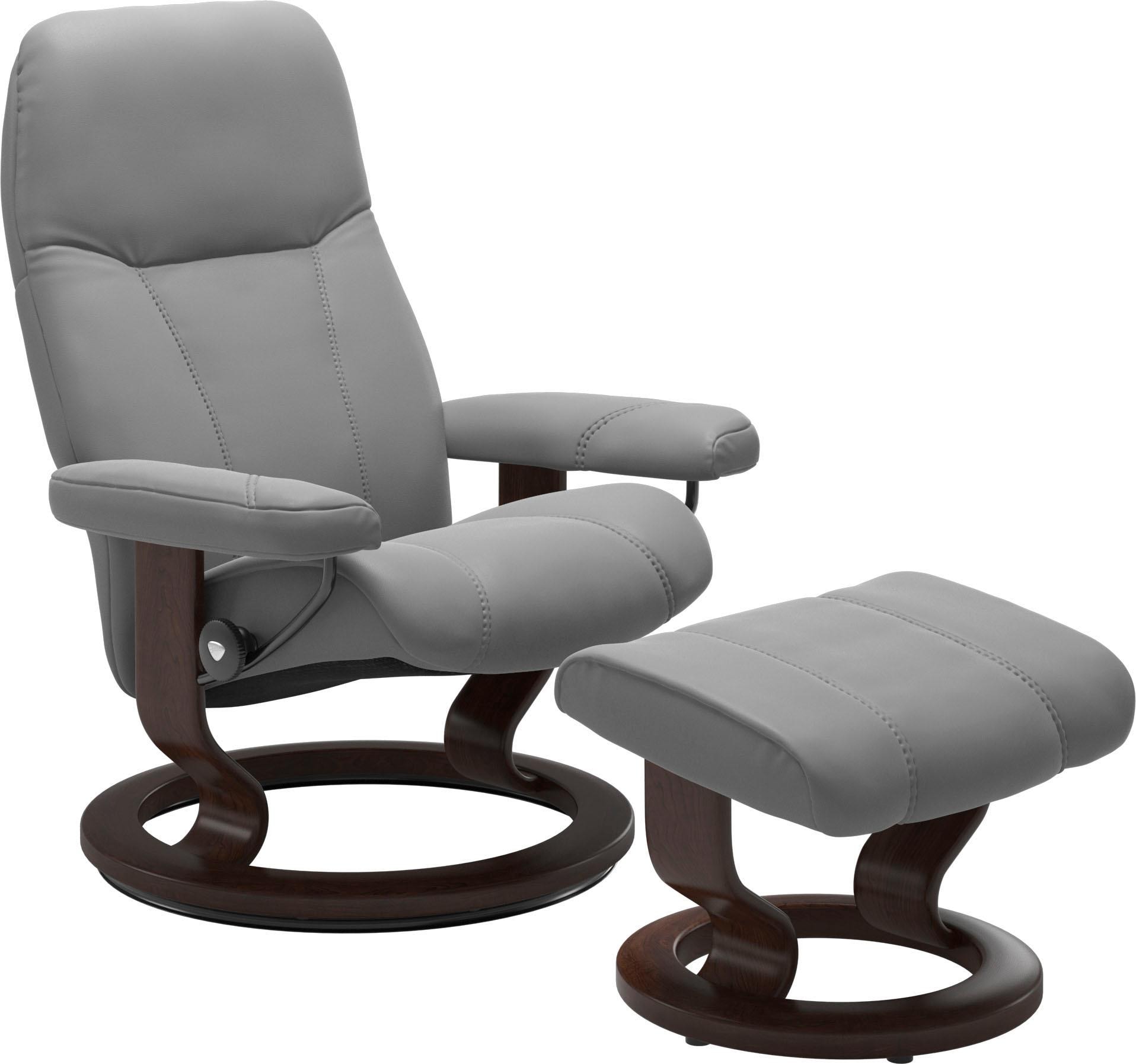 Stressless Relaxsessel "Consul" Set, Relaxsessel mit Hocker, mit Hocker, mit Classic Base, Größe S, Gestell Braun