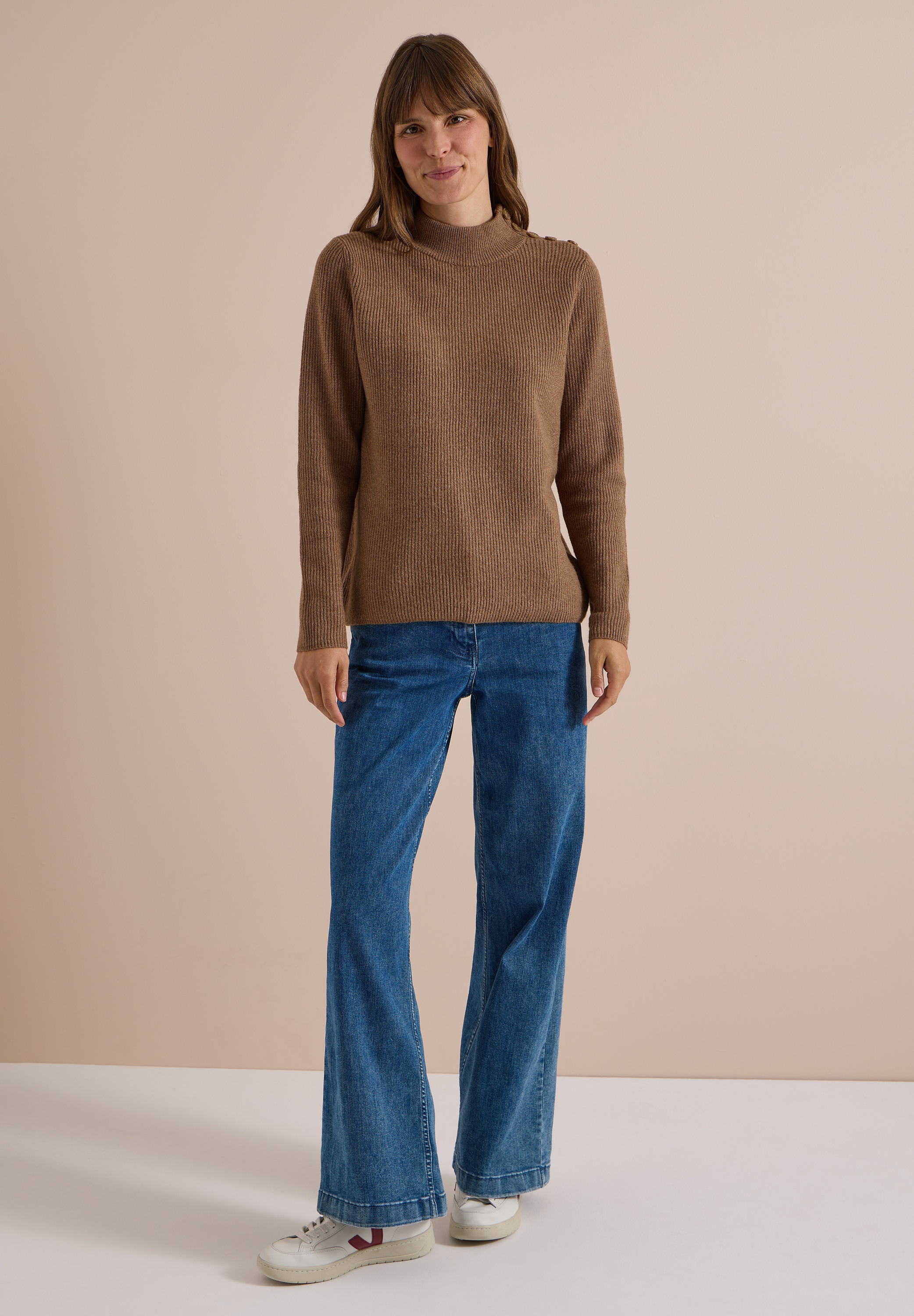 Cecil Stehkragenpullover aus softem Materialmix