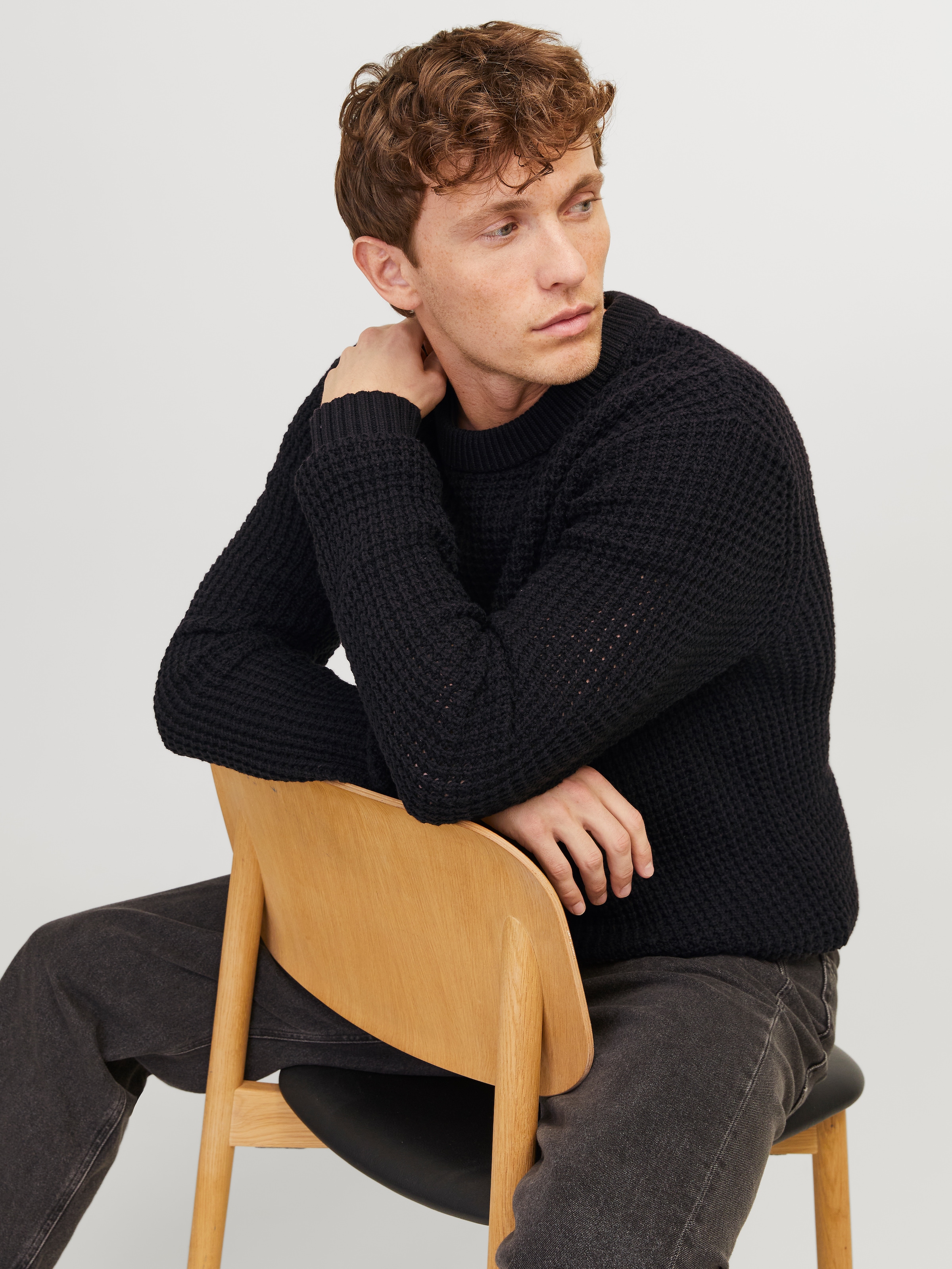 Jack & Jones Rundhalspullover »JCOZION KNIT CREW NECK BF«, mit markanter Struktur