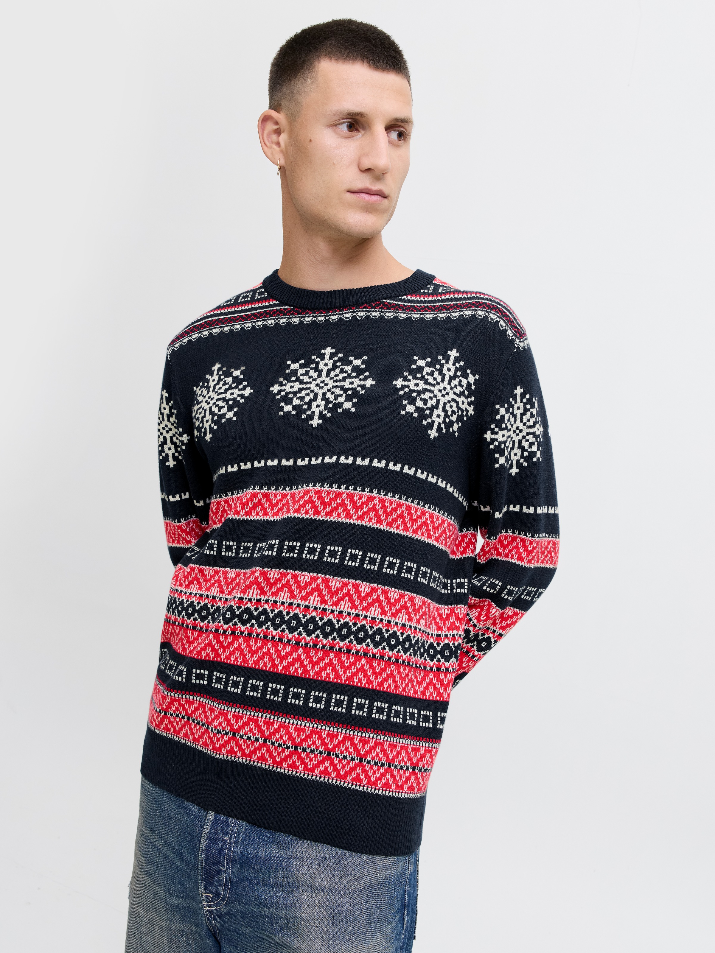 Jack & Jones Strickpullover "JJXMAS NOEL KNIT CREW NECK" günstig online kaufen
