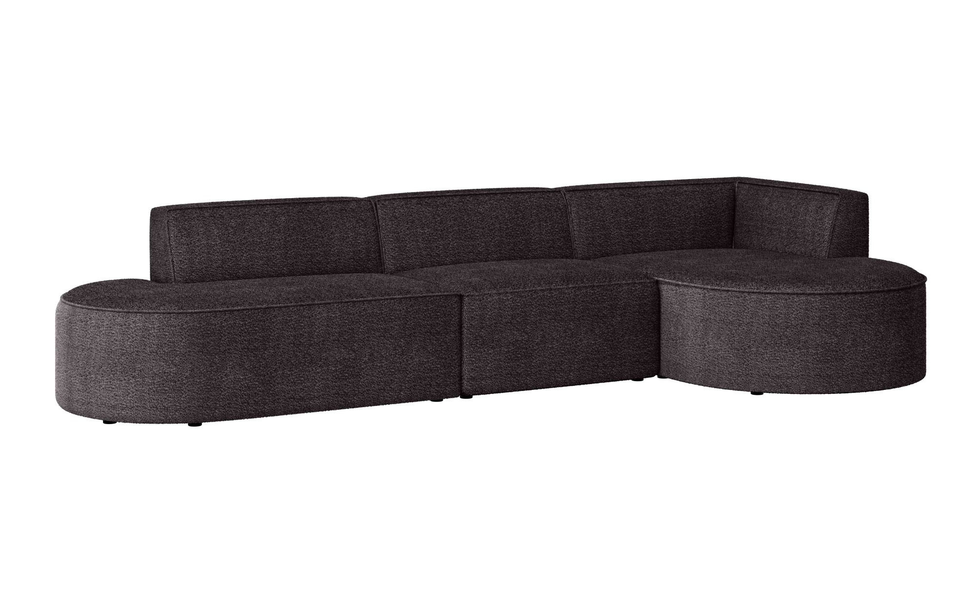 andas Ecksofa »EIVIND Designer Sofa mit Ottomane rechts/links, B/T/H: 343/159/72 cm«, L-Form mit Wellenunterfederung, auch in Feincord und Bouclé