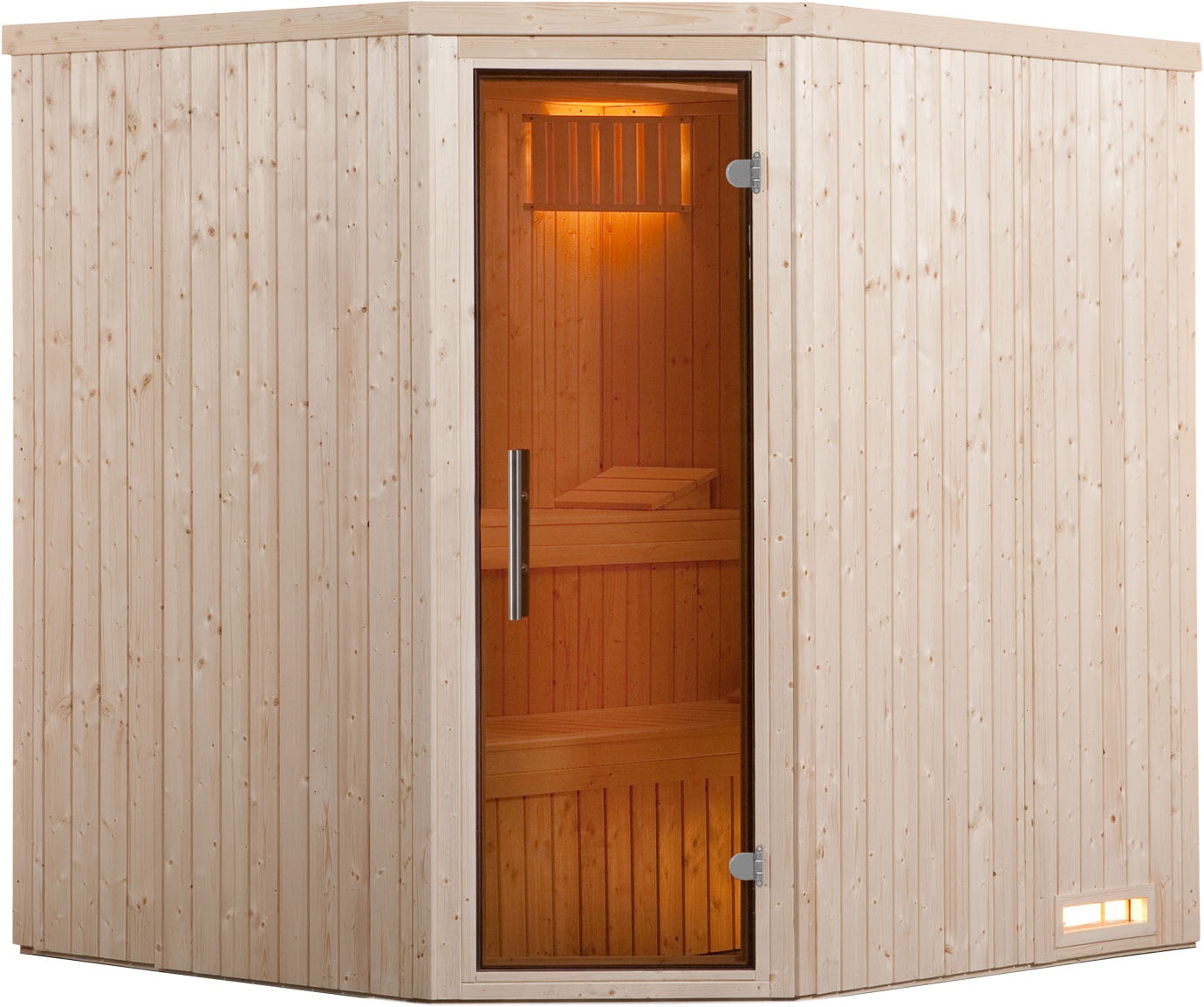 weka Sauna "Elementsauna KIRUNA 2", vorgefertigte Elemente, 230 Volt Anschluss, moderne Ganzglastür