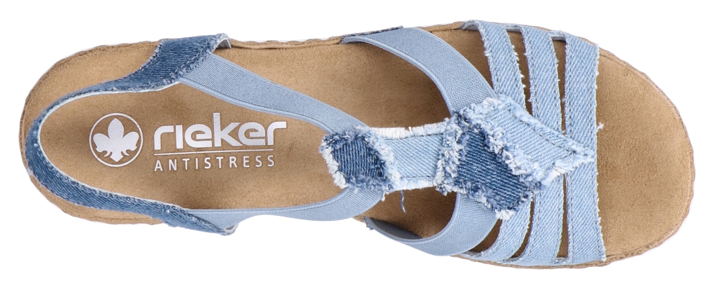Rieker Keilsandalette, Sommerschuh, Sandale, Plateau, Urlaubschuh mit seitlichen Gummizügen