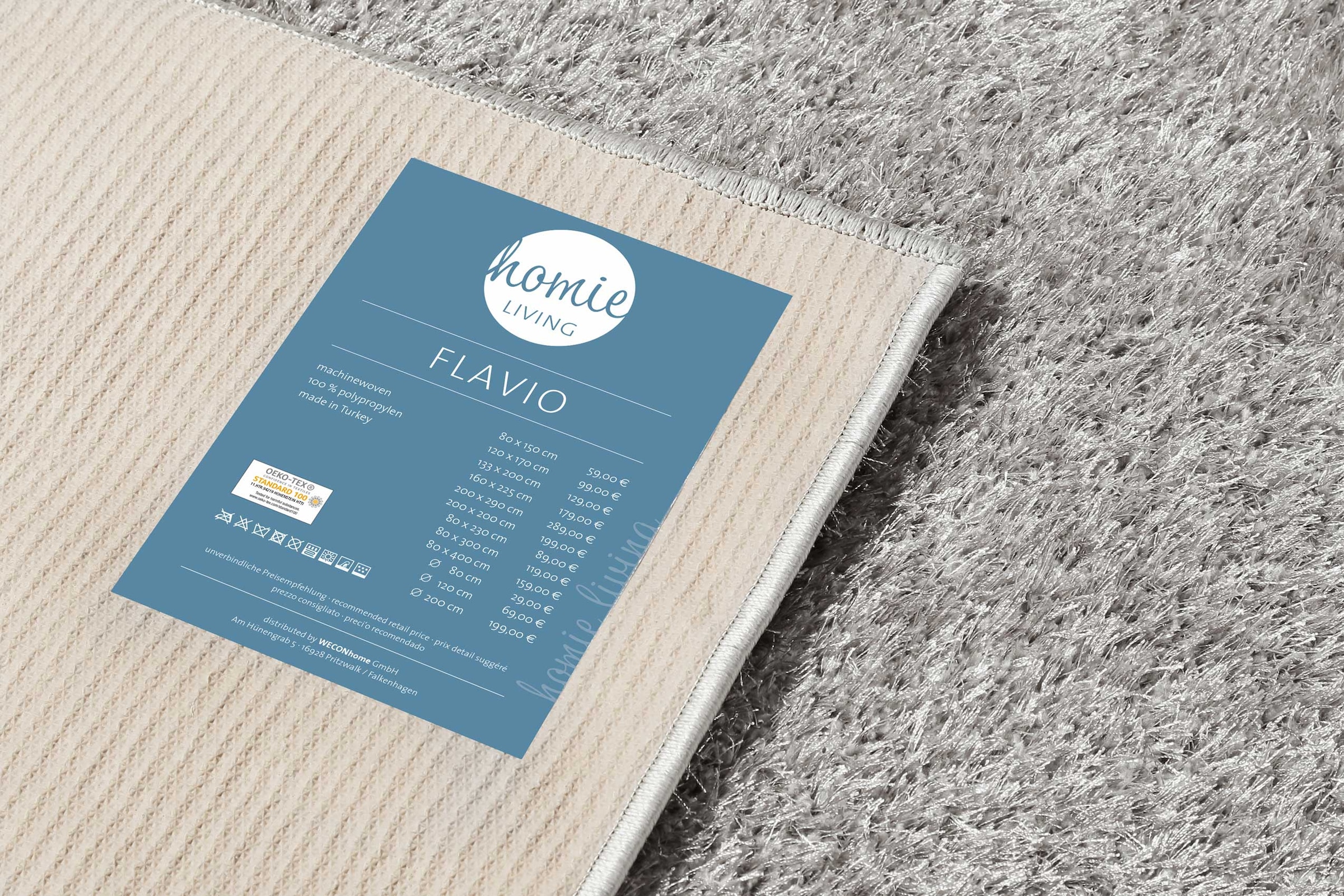 Homie Living Teppich »Flavio«, quadratisch, 30 mm Höhe, Hochflor, gewebt, weich, uni, Wohnzimmer, Schlafzimmer, waschbar