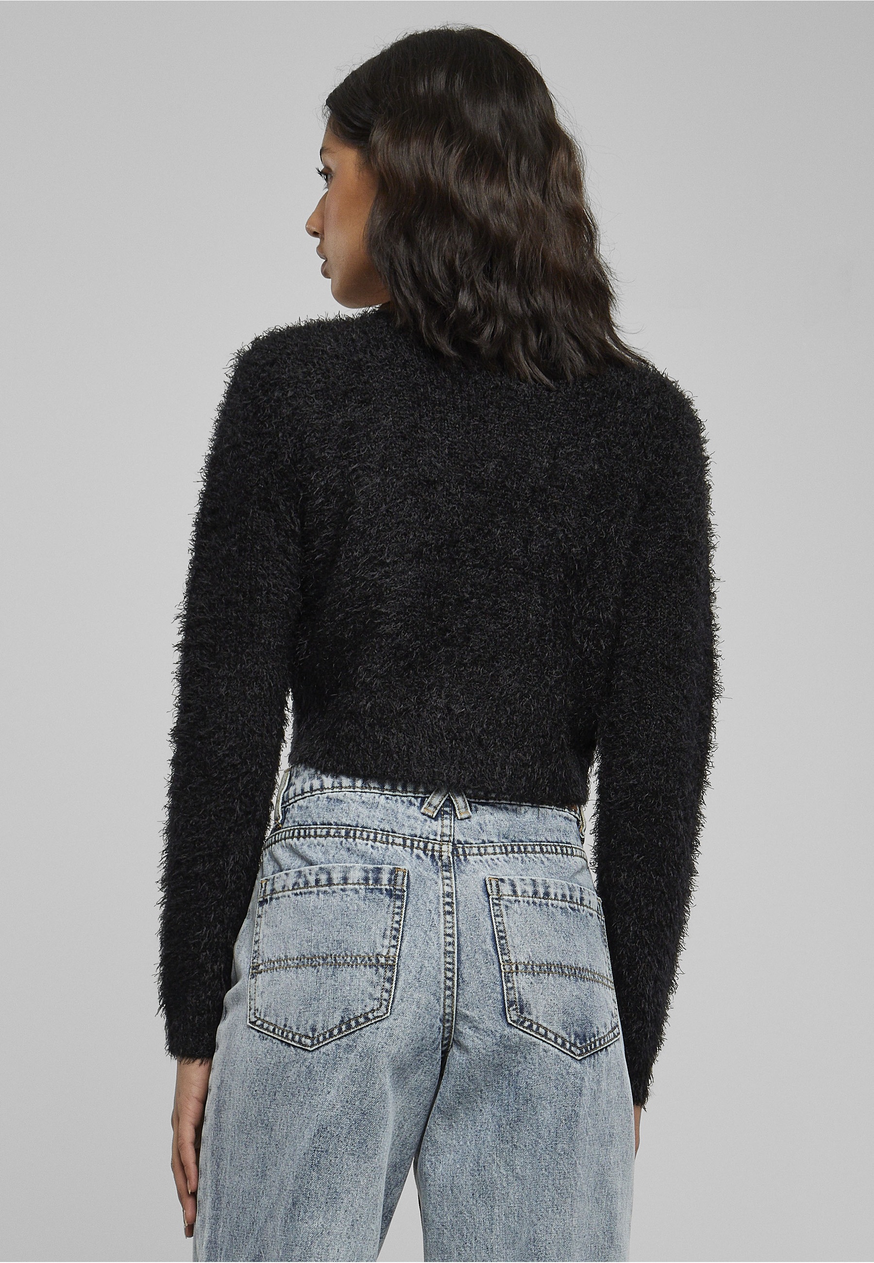 URBAN CLASSICS Strickjacke »Urban Classics Damen Ladies Tied Cropped Feather Cardigan« 1 Stk.