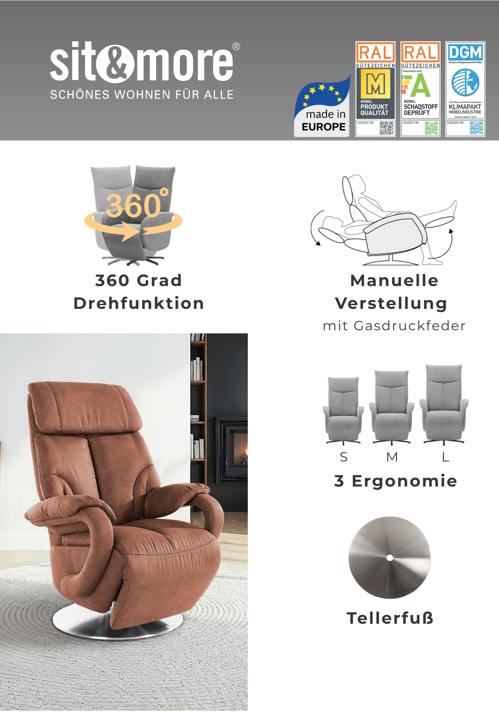 sit&more TV-Sessel »Enjoy« in Größe L, wahlweise mit Motor und Aufstehhilfe