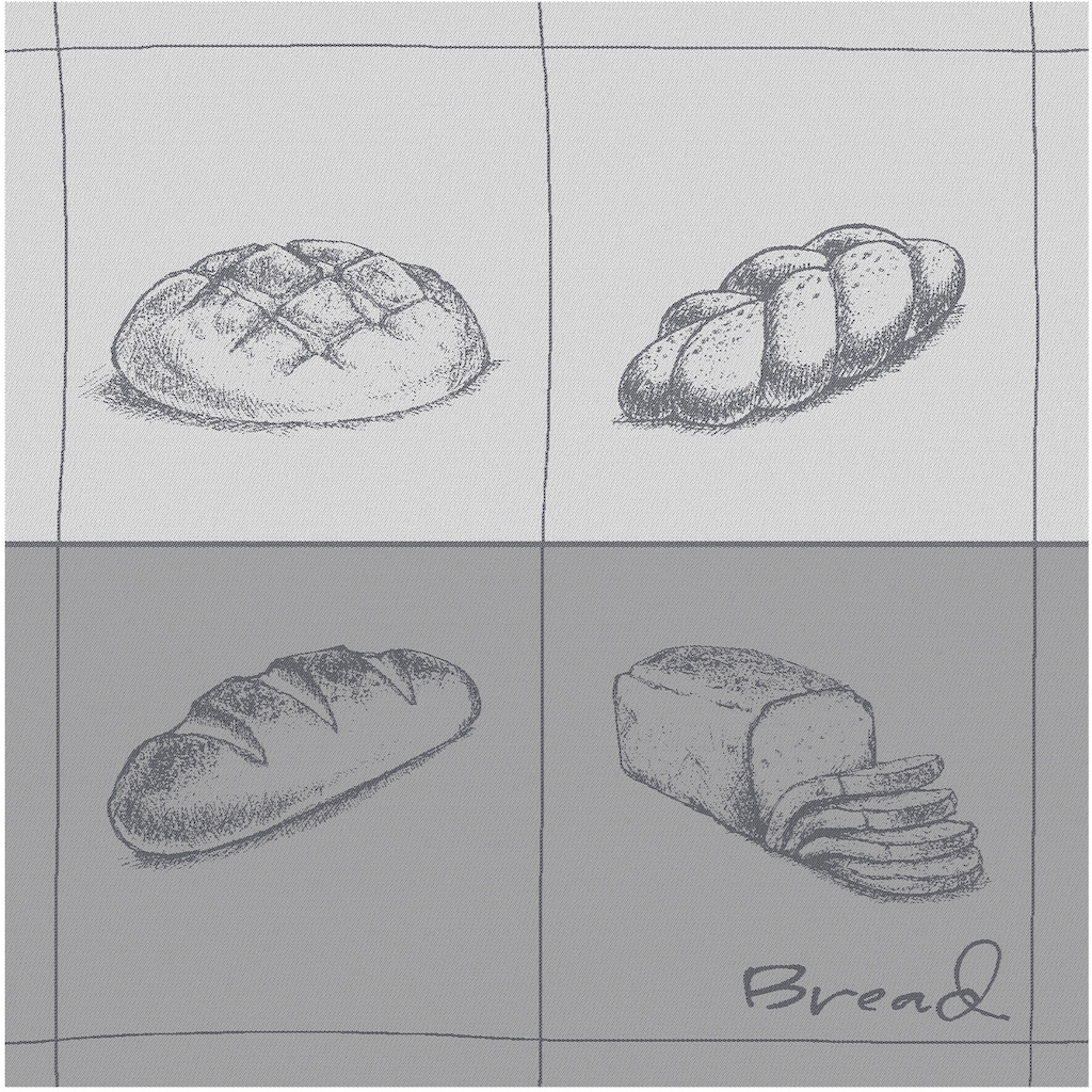 DDDDD Geschirrtuch »Bread«, (Set, 4 tlg., Combi-Set: bestehend aus 2x Küchentuch + 2x Geschirrtuch)