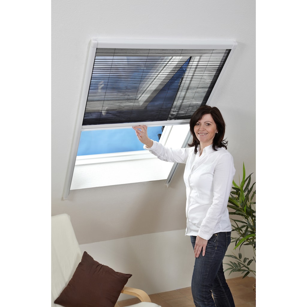hecht international Insektenschutzrollo »für Dachfenster«, transparent, weiß/anthrazit, BxH: 80x160 cm