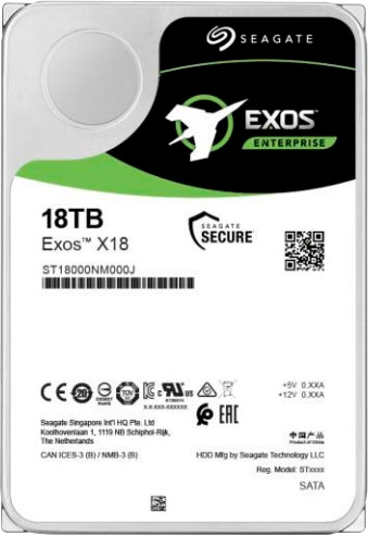 Seagate HDD-Festplatte »Exos X18 18TB SATA 512E/4KN«, 3,5 Zoll, Anschluss SATA III