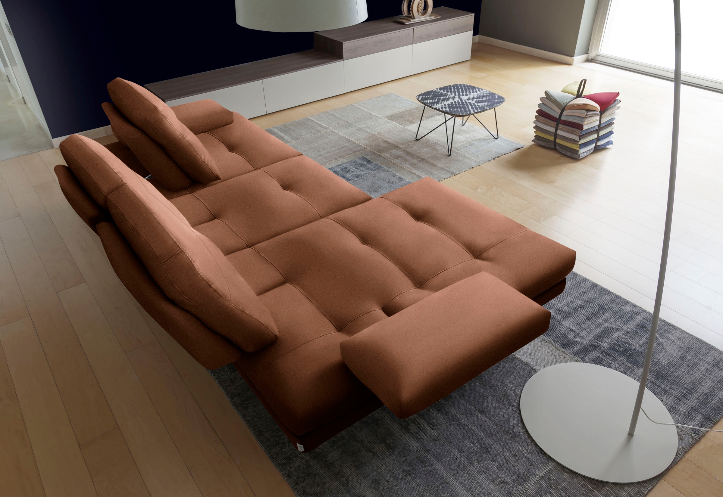CALIA ITALIA Ecksofa »Toby Wing, L-Form, Designsofa mit sensationellem Sitzkomfort«, inklusive Sitztiefenverstellung, Füße in chrom glänzend
