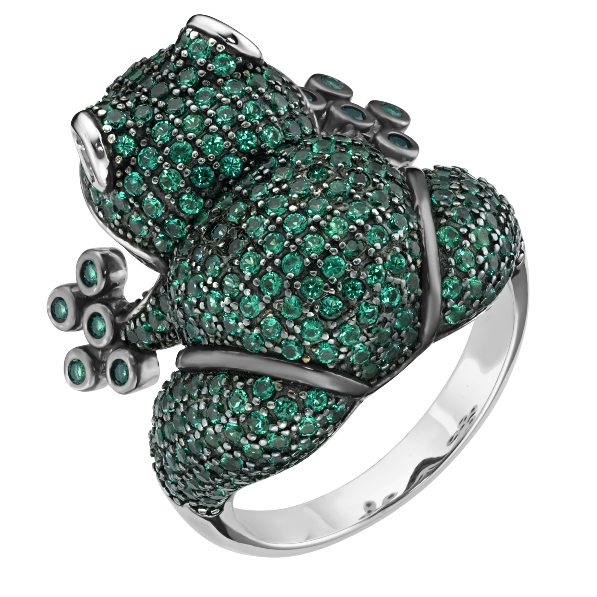 GIORGIO MARTELLO MILANO Silberring »Frosch mit weißen und grünen Ziersteinen, Silber 925«
