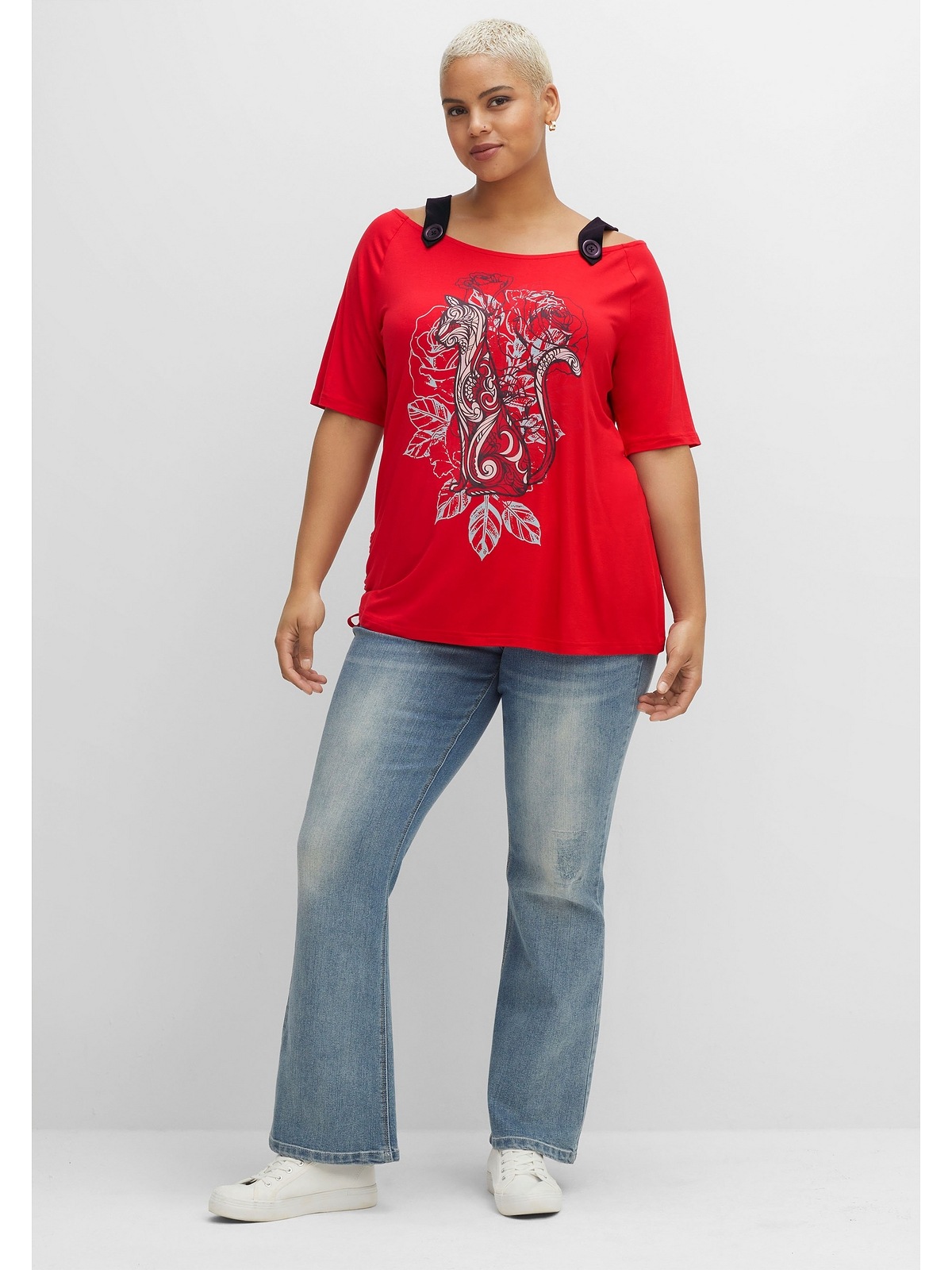 bestellen für mit »Große Größen«, by | und Joe Trägern Browns Frontdruck BAUR sheego T-Shirt