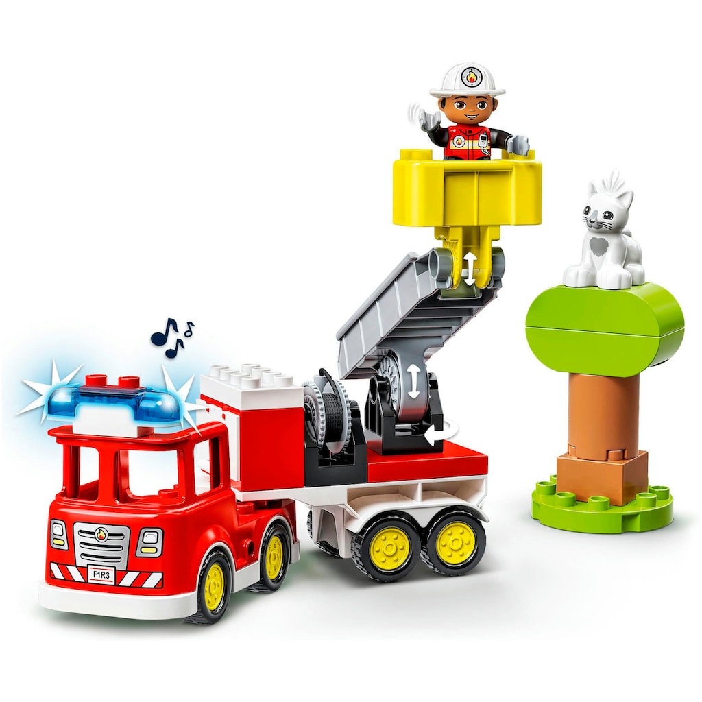 LEGO® Konstruktionsspielsteine »Feuerwehrauto (10969), LEGO® DUPLO«, (21 St.), mit Sirene und Licht; Made in Europe