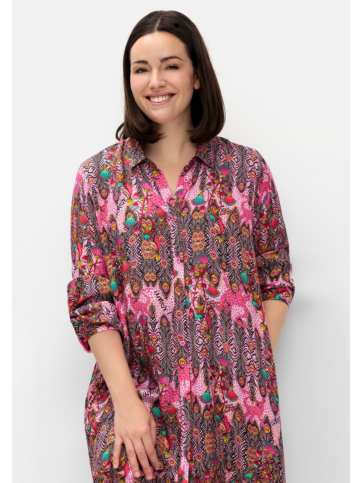 Sheego Longbluse »Große Größen«, in Oversize-Form, aus Viskose-Satin