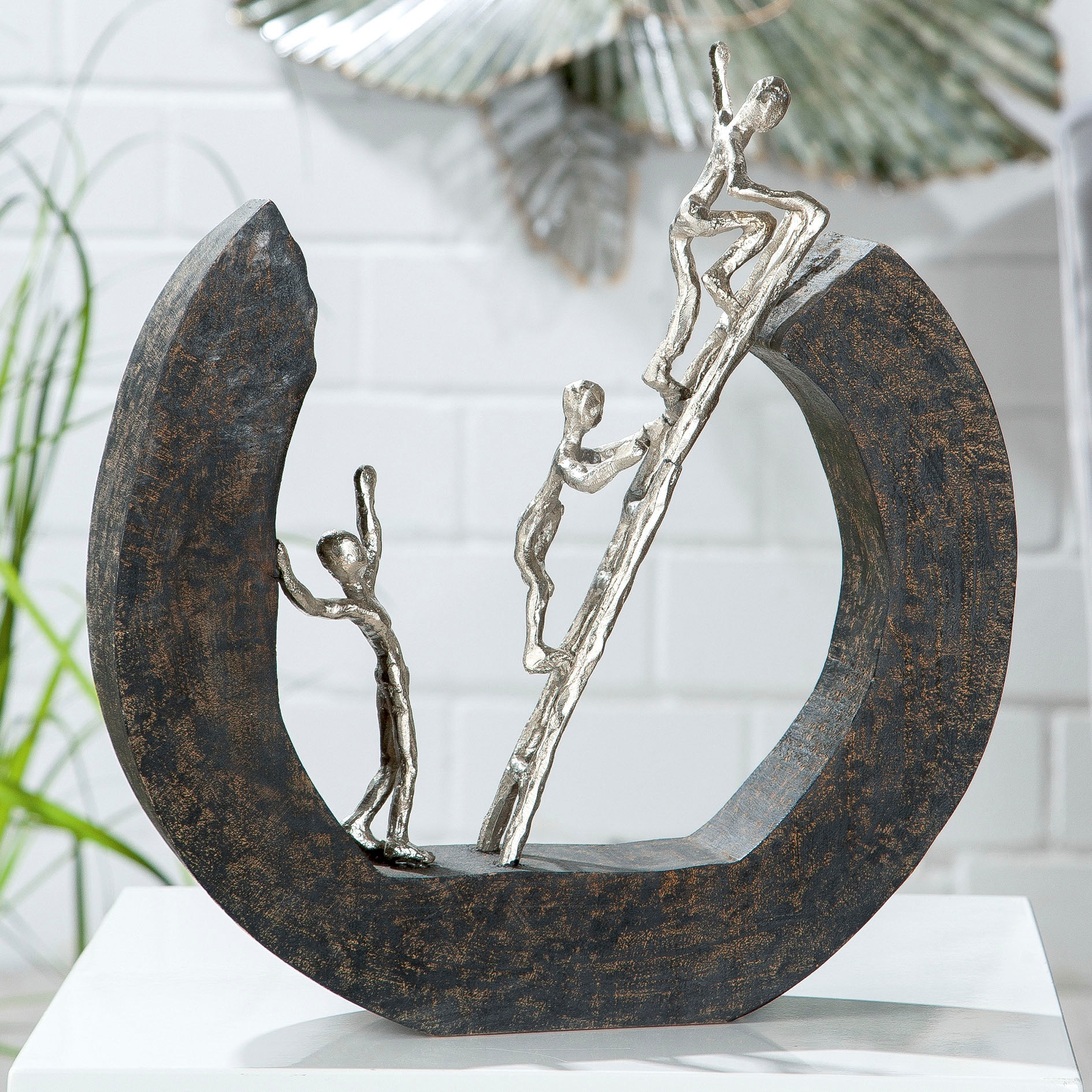 Casablanca by Gilde Hinauf, Metall schwarz/silber«, Dekofigur bestellen | 32 Höhe & aus BAUR cm, Dekoobjekt, Wohnzimmer Holz, »Skulptur