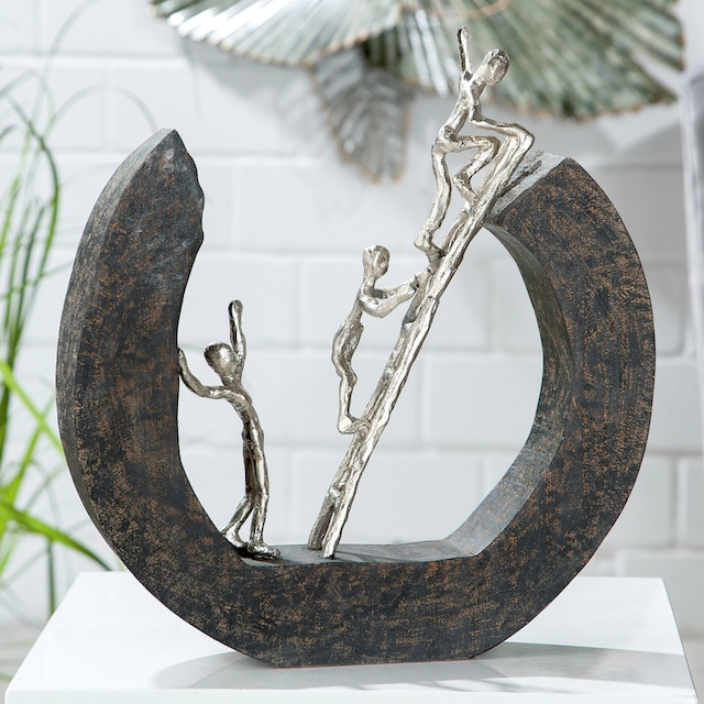 Casablanca by Gilde Dekofigur »Skulptur Hinauf, schwarz/silber«,  Dekoobjekt, aus Metall & Holz, Höhe 32 cm, Wohnzimmer bestellen | BAUR