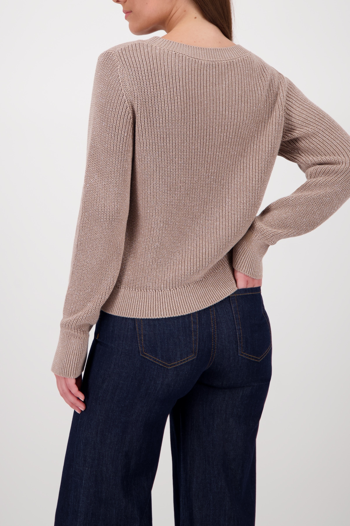 Monari Strickpullover »Pullover Basic Lurex«, Mit Rundhalsausschnitt