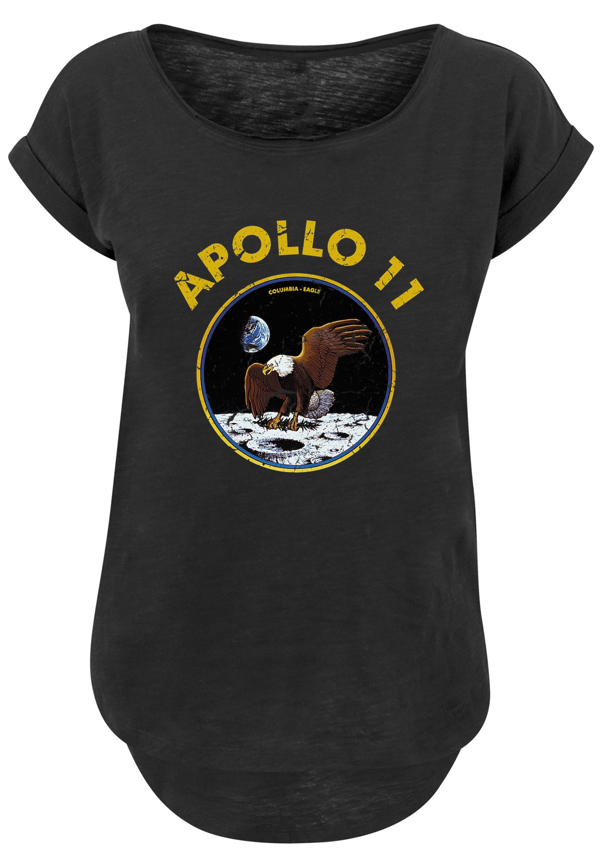 F4NT4STIC T-Shirt »Long Cut T-Shirt NASA Classic Mondlandung Black«, Damen,Premium Merch,Lang,Longshirt,Bedruckt