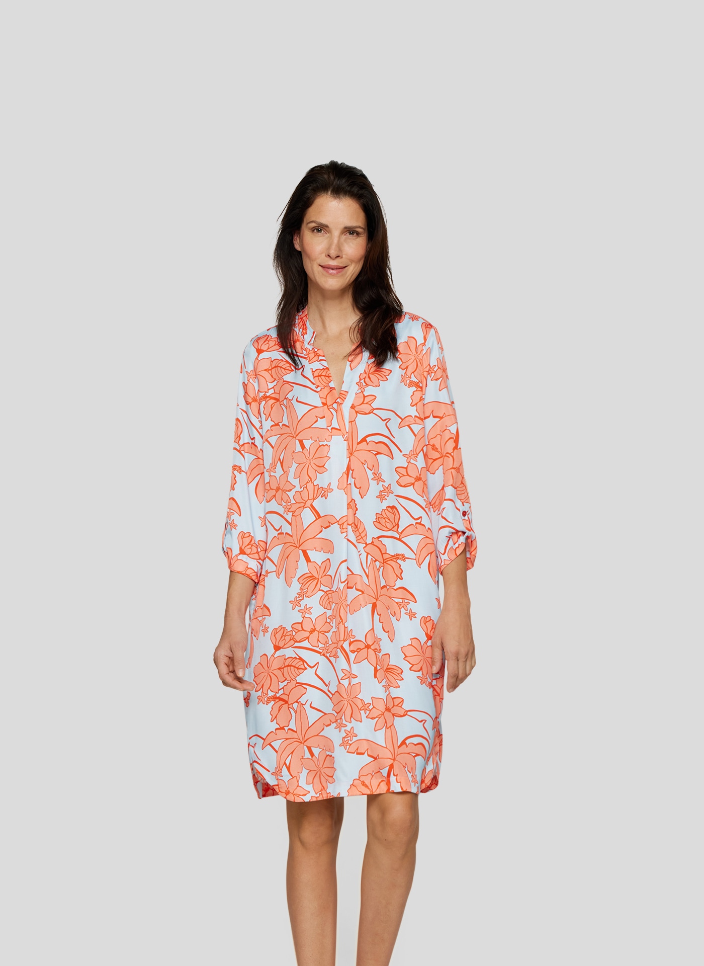 Rabe Midikleid "Rabe Blusenkleid mit floralem Print und 3/4-Ärmeln" günstig online kaufen