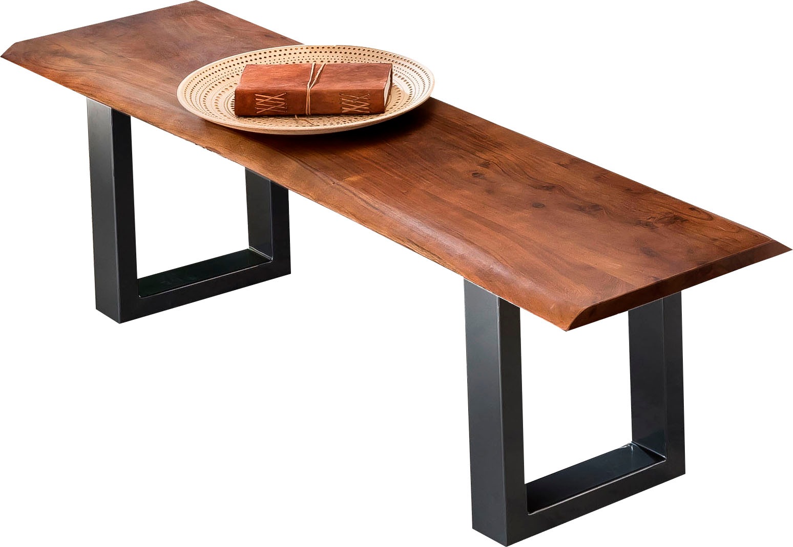SIT Bank "Tables&Tops" aus massiver Akazie, mit schwarzem Metallgestell günstig online kaufen