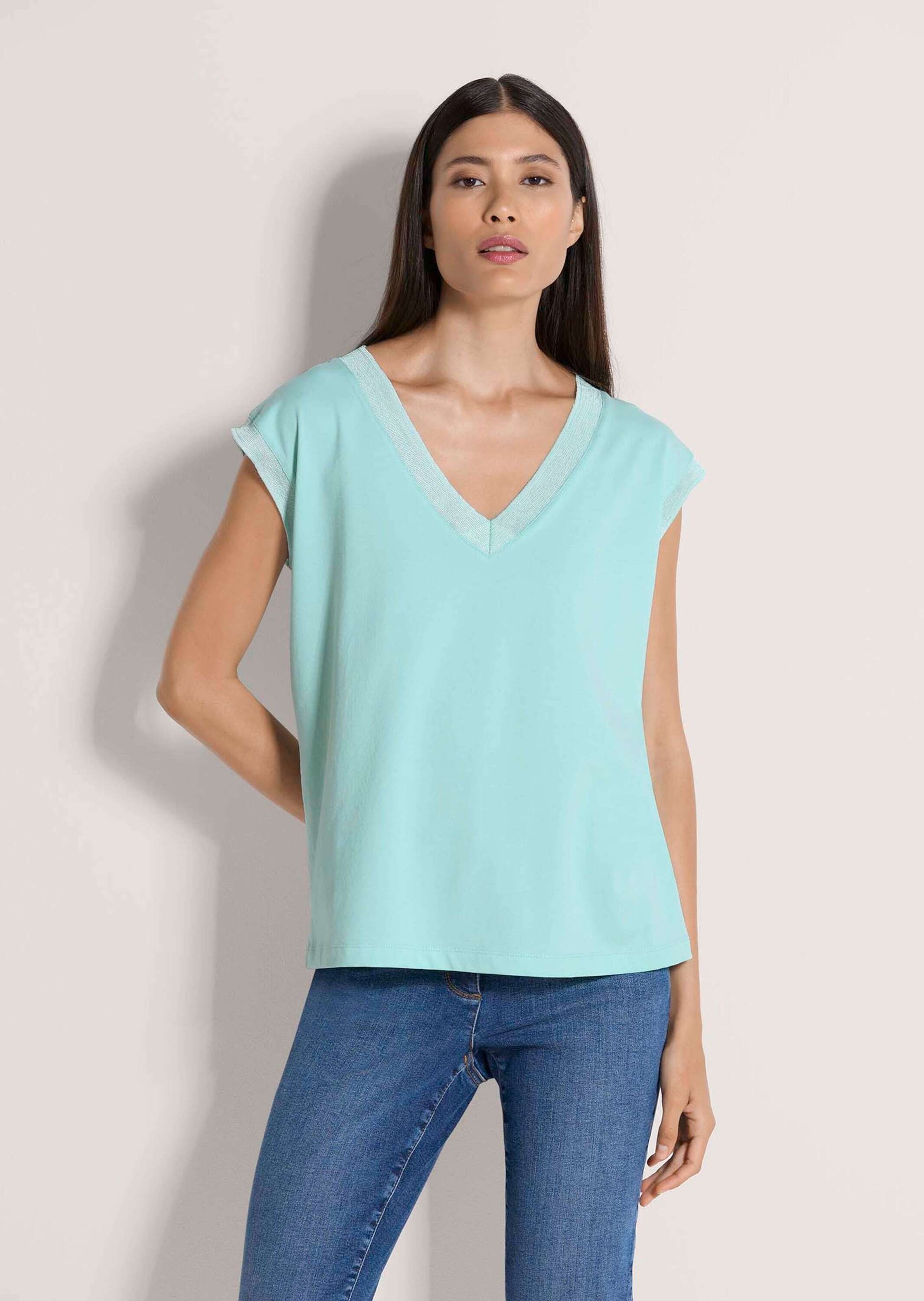 MADELEINE »Jerseyshirt Sommershirt mit Rippenbändern« Breites Rippenband