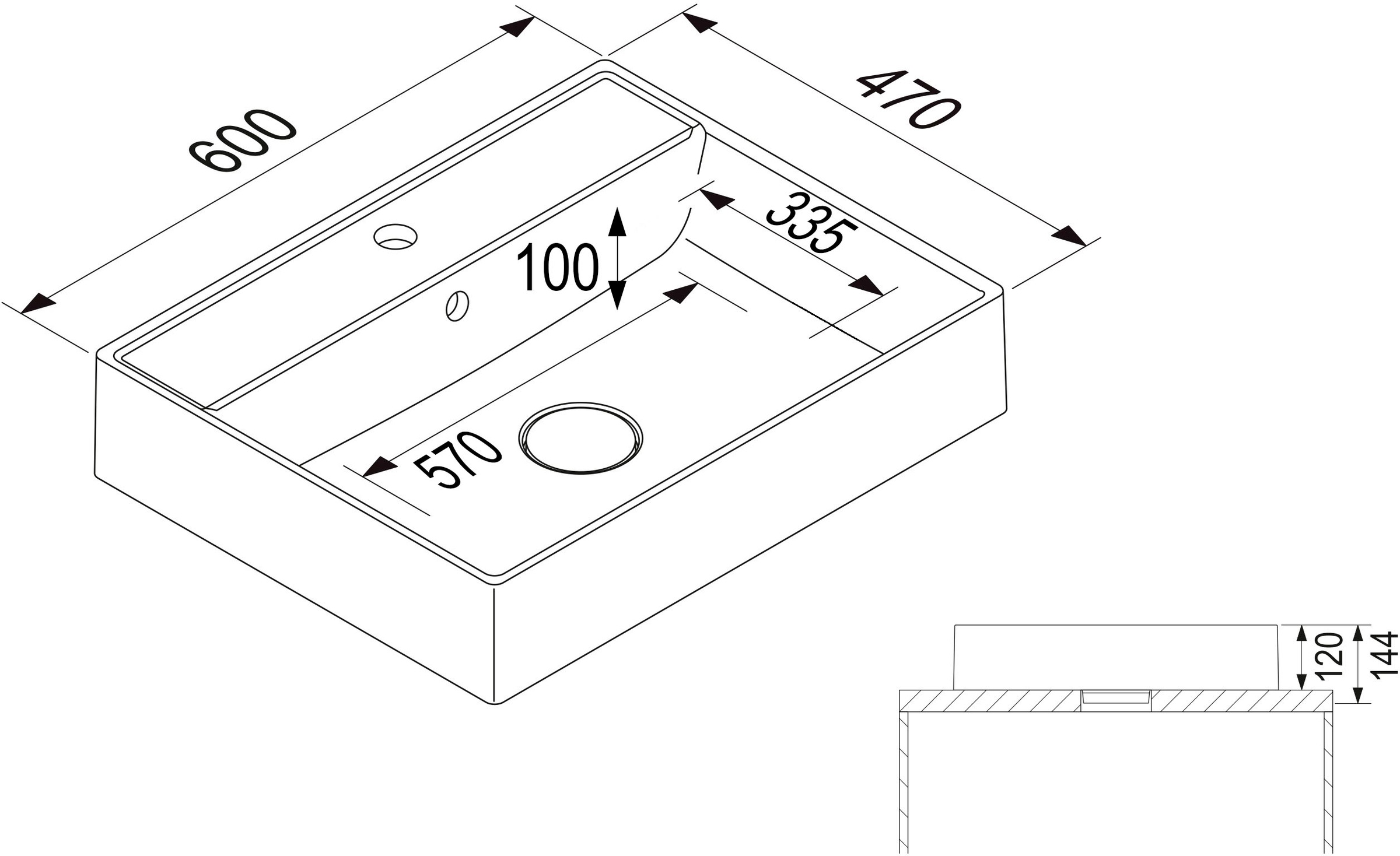 nobilia® elements Badmöbel-Set, (3 St.), Badblock mit Flächenspiegel und Beimöbel
