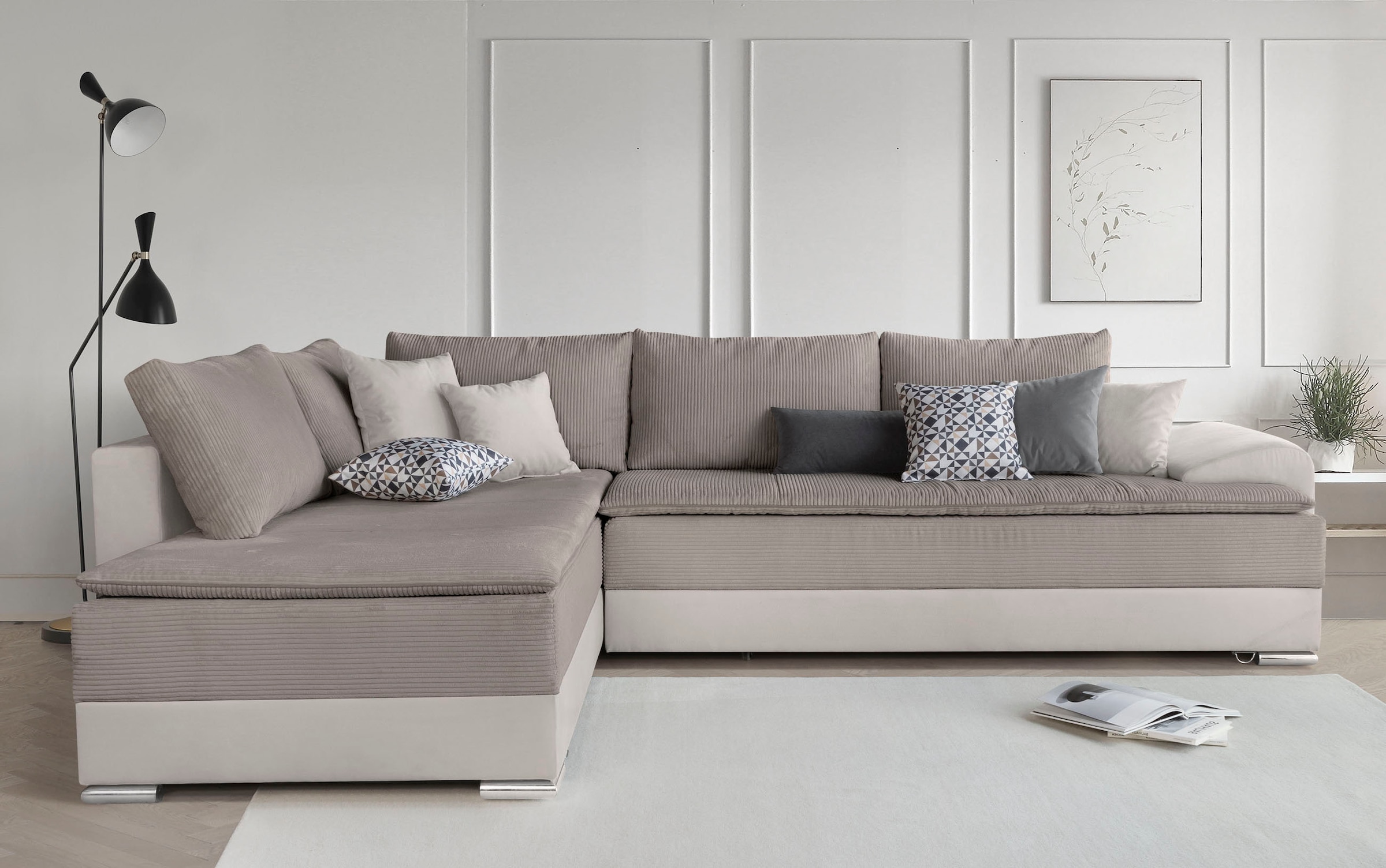 Home affaire Ecksofa "Night & Day L-Form, B: 324 cm, Dauer-Schlaffunktion und Armlehne" Schlaffunktion & Bettkasten, Boxspringbett 180x200 cm