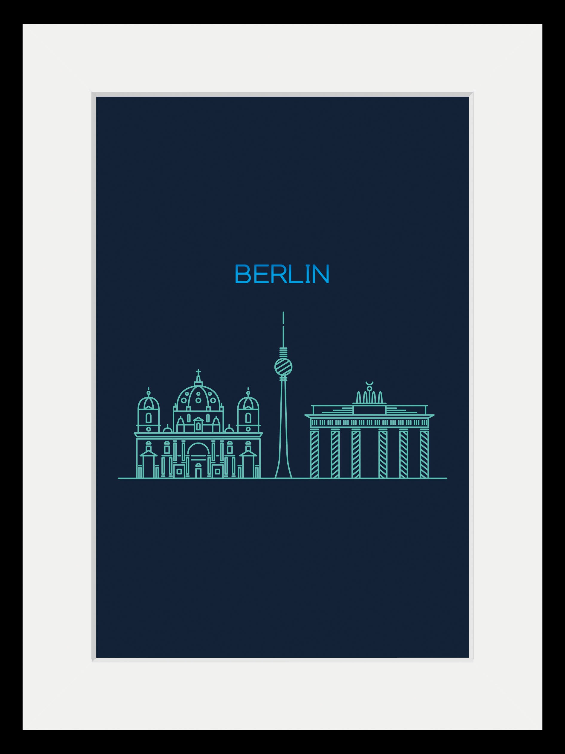 queence Bild »Berlin Sightseeing«, Städte-Stadt-Deutschland-Berlin-Schriftzug, (1 St.), HD Premium Poster-Druck inkl. Holzrahmen