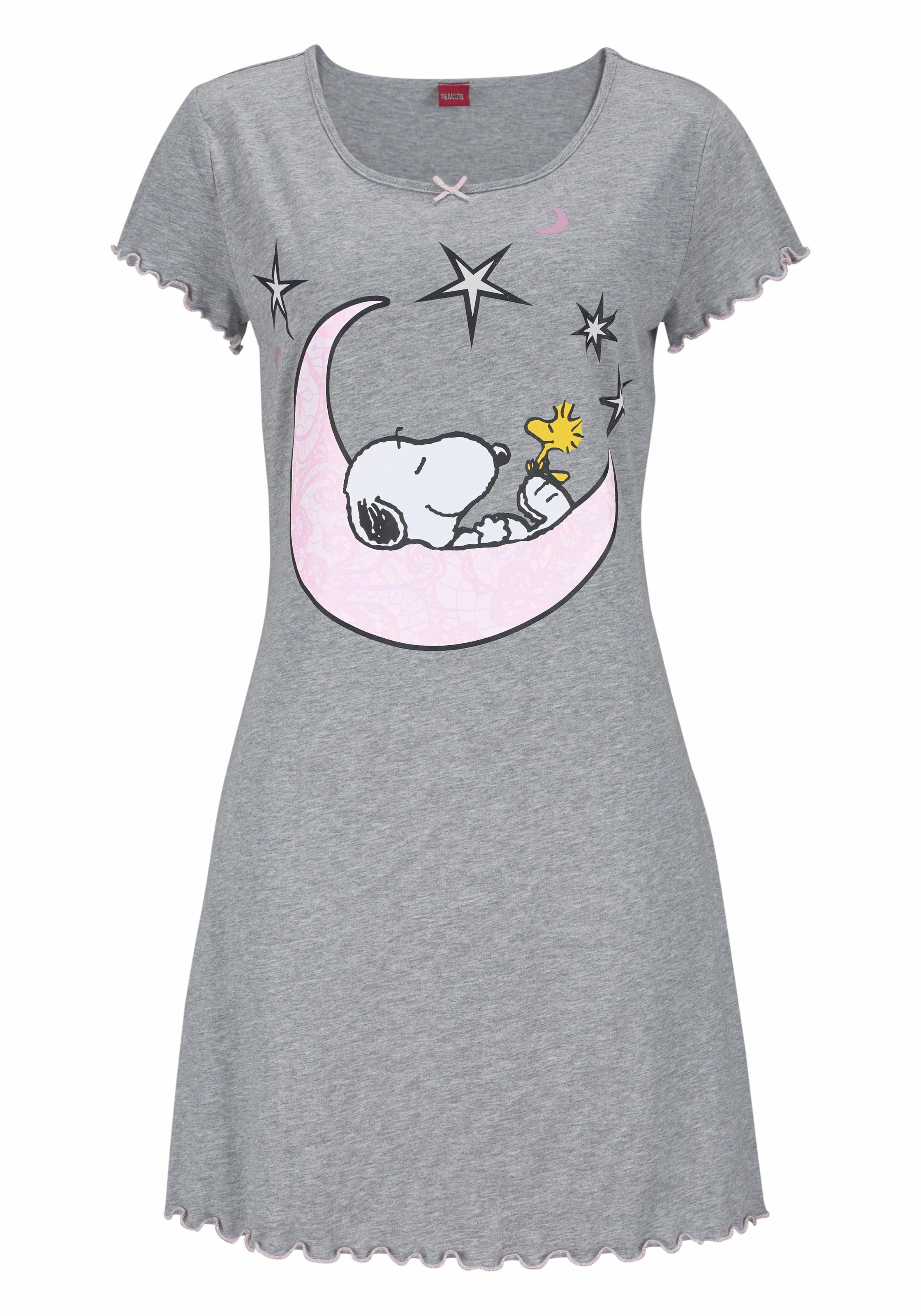 Peanuts Nachthemd 1-teilig, mit Snoopy-Print und Kräuselsäumen günstig online kaufen