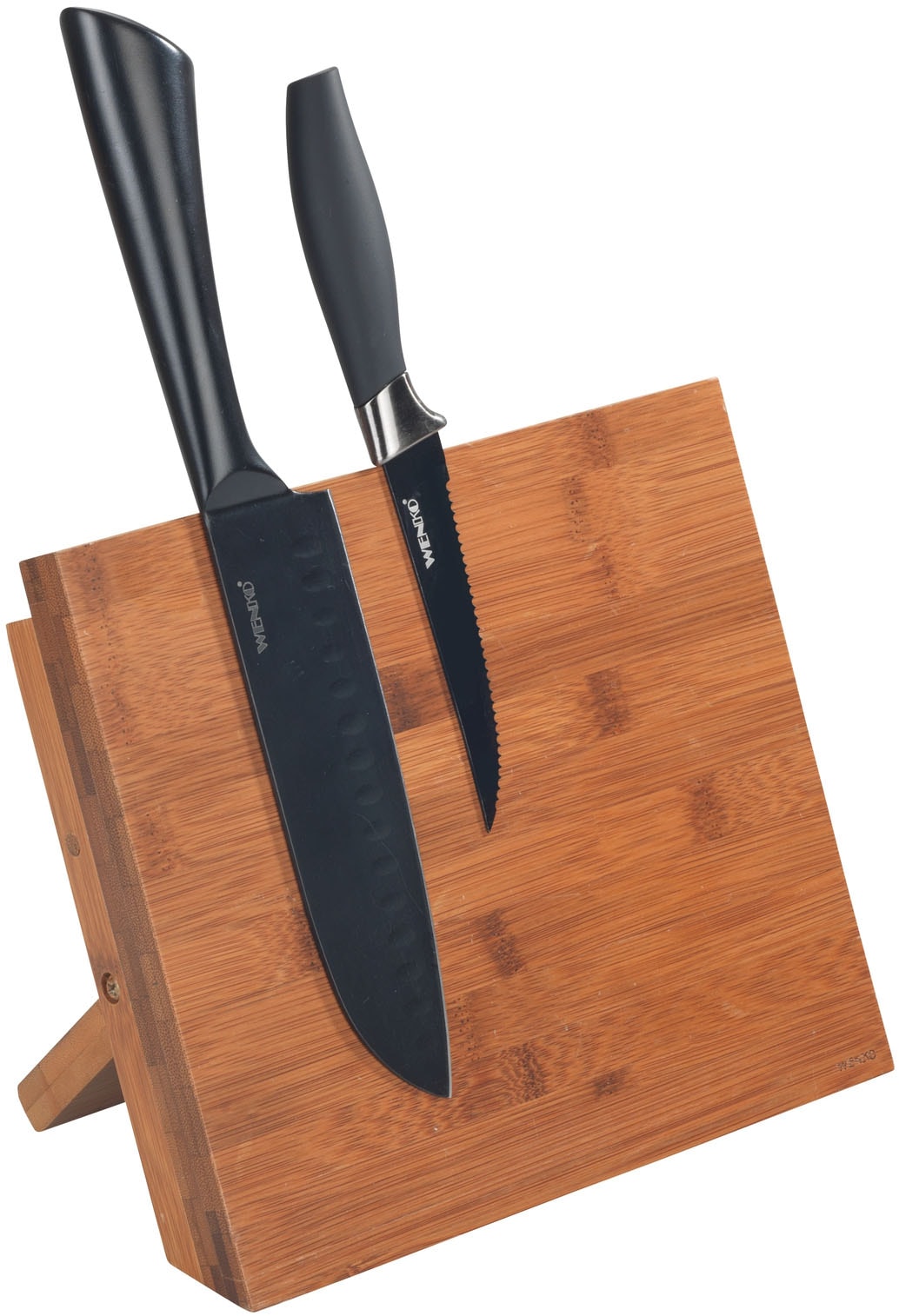 WENKO Magnet-Messerblock "Modell Mesina", B:23,5cm H:21cm L:13cm, braun, Messerblöcke, magnetischer Messerhalter für die Küche, Bambus, Landhaus-Stil