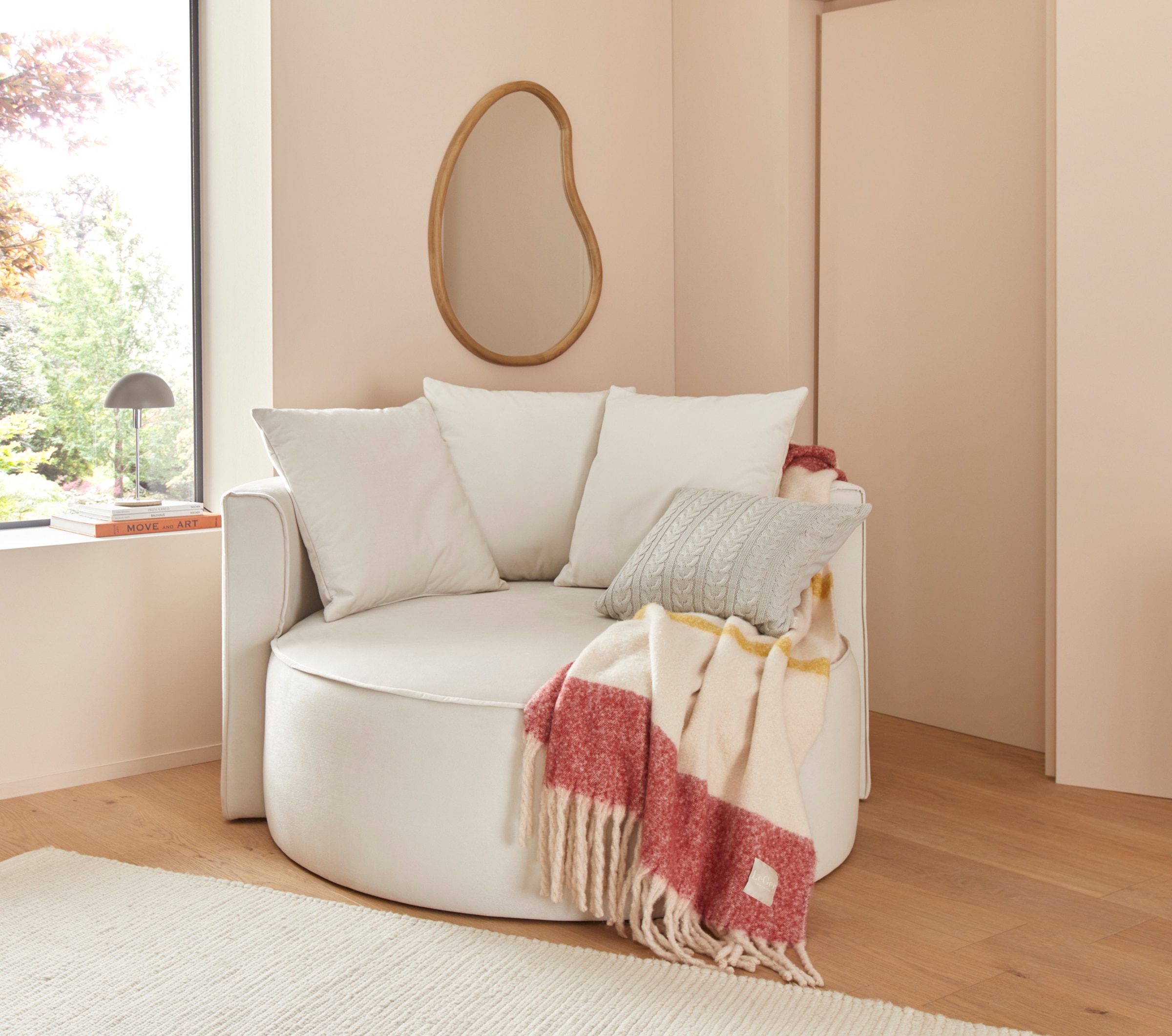 LeGer Home by Lena Gercke XXL-Sessel »Isalie, Sessel in modernen Farben, Lesesessel, Loveseat, Big-Sessel«, trendige Stoffe, mit 3 Zierkissen, große Sitzfläche, Hocker optional