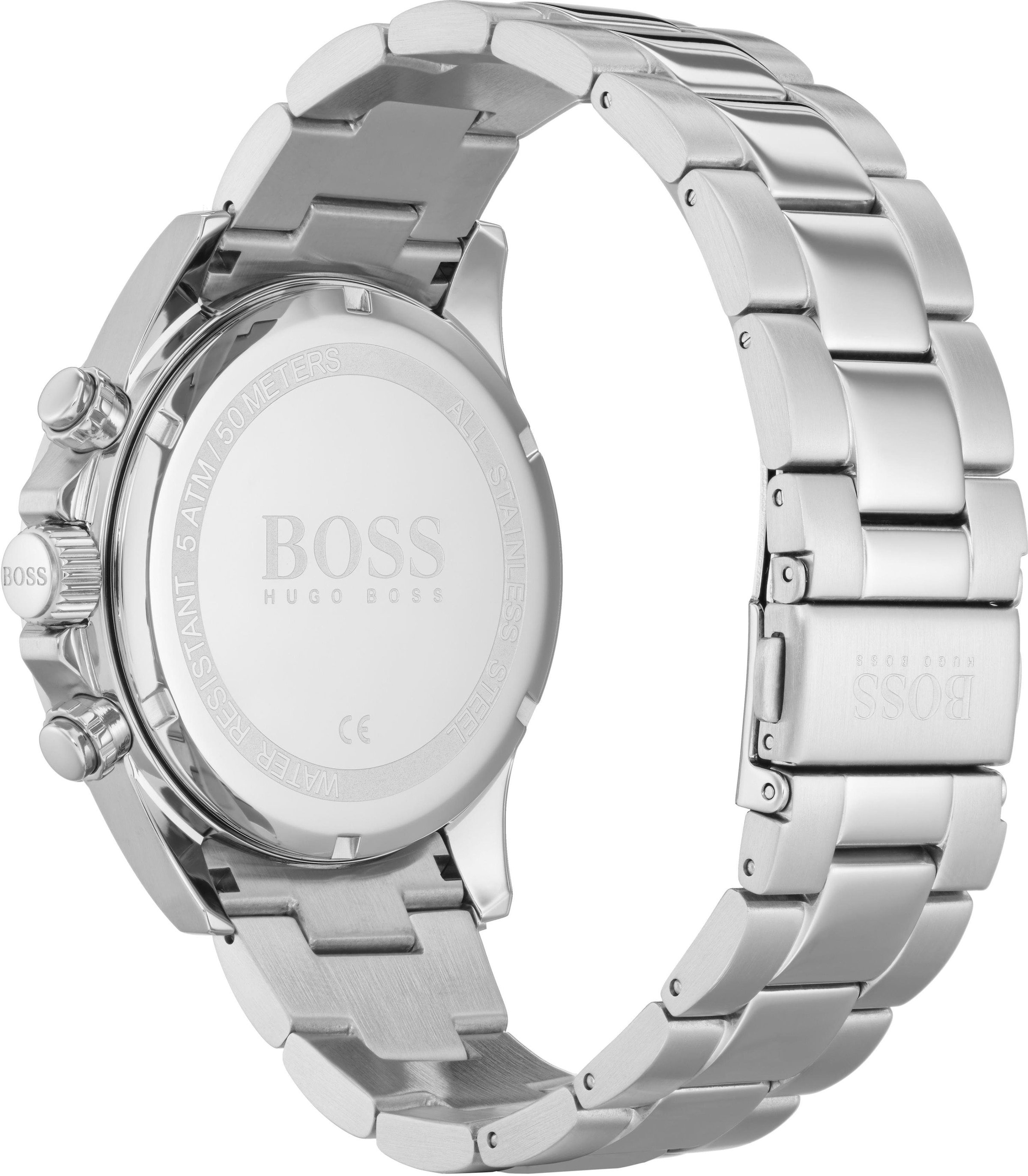 BOSS Chronograph »Hero, 1513755«, Quarzuhr, Herrenuhr, Armbanduhr, Stoppfunktion, Edelstahlarmband