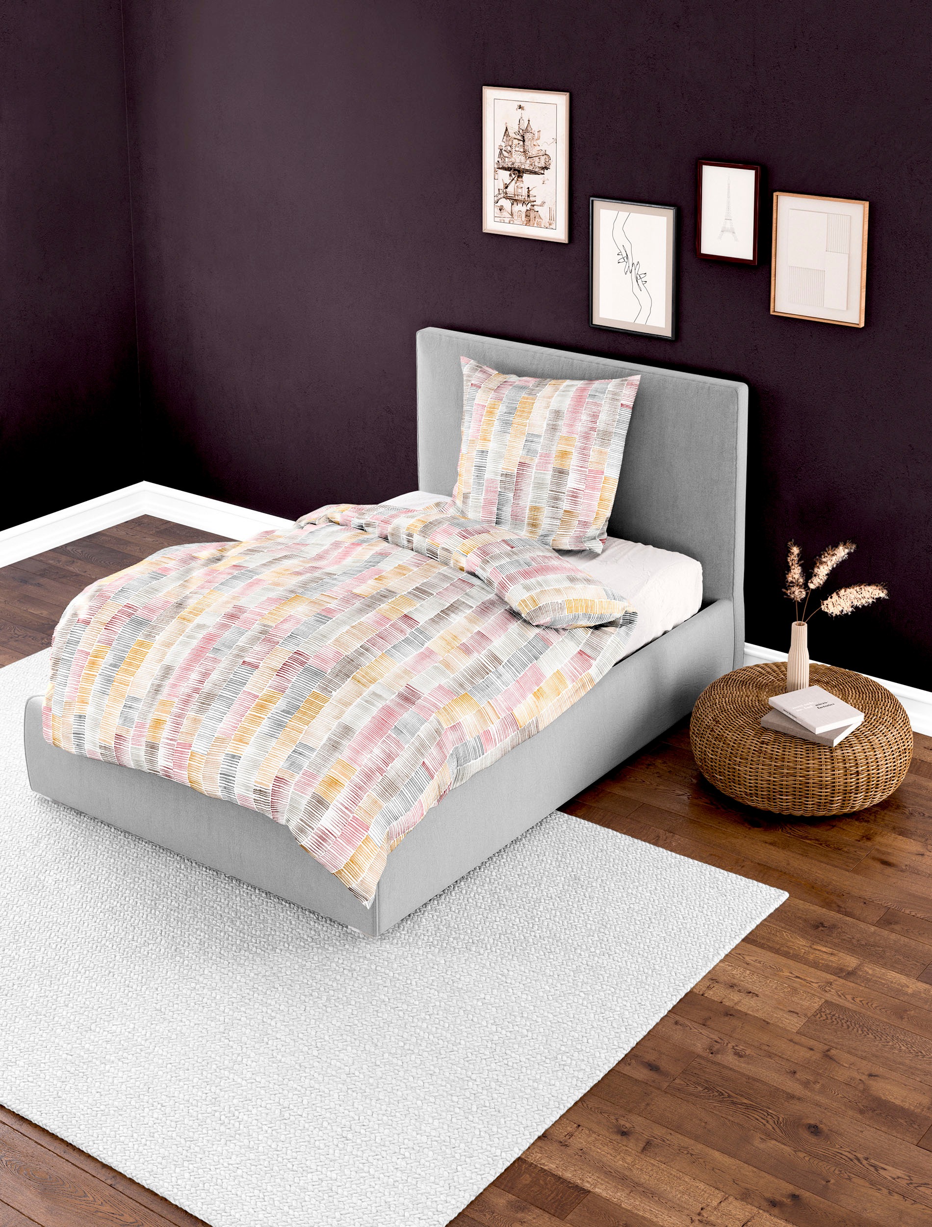 BIERBAUM Bettwäsche "3528" 2 Stk. Mako-Satin, 100 % Baumwolle, pflegeleicht günstig online kaufen