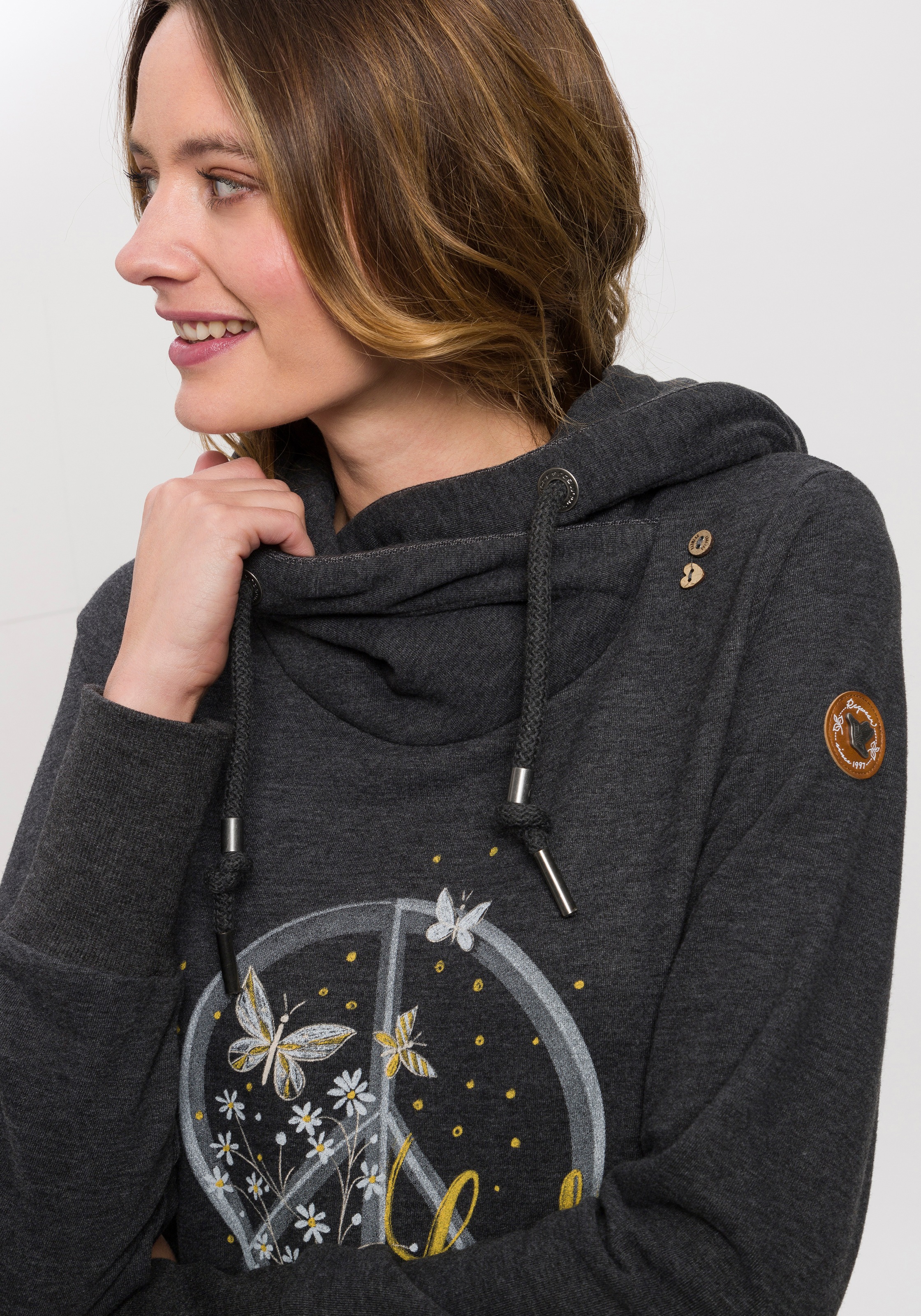 Ragwear Sweater "GRIPY BUTTON PEACE O", mit Statement-Print günstig online kaufen