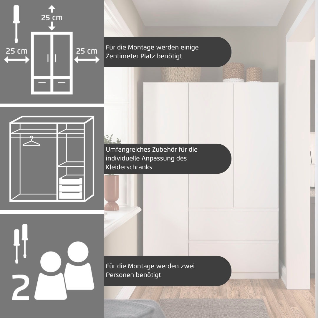 Thumbnail - rauch Drehtürenschrank "Kleiderschrank Schrank Garderobe COSTA in den Breiten 91/136/181 cm" in 3 Ausstattungen BASIC/CL...