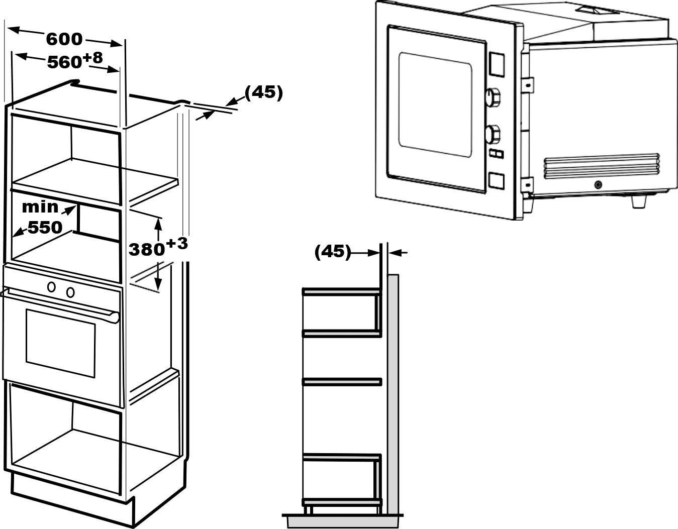 Einbau-Mikrowelle 1000 | W Hanseatic »AC034B8S-S0EE«, Grill-Umluft-Mikrowelle, BAUR