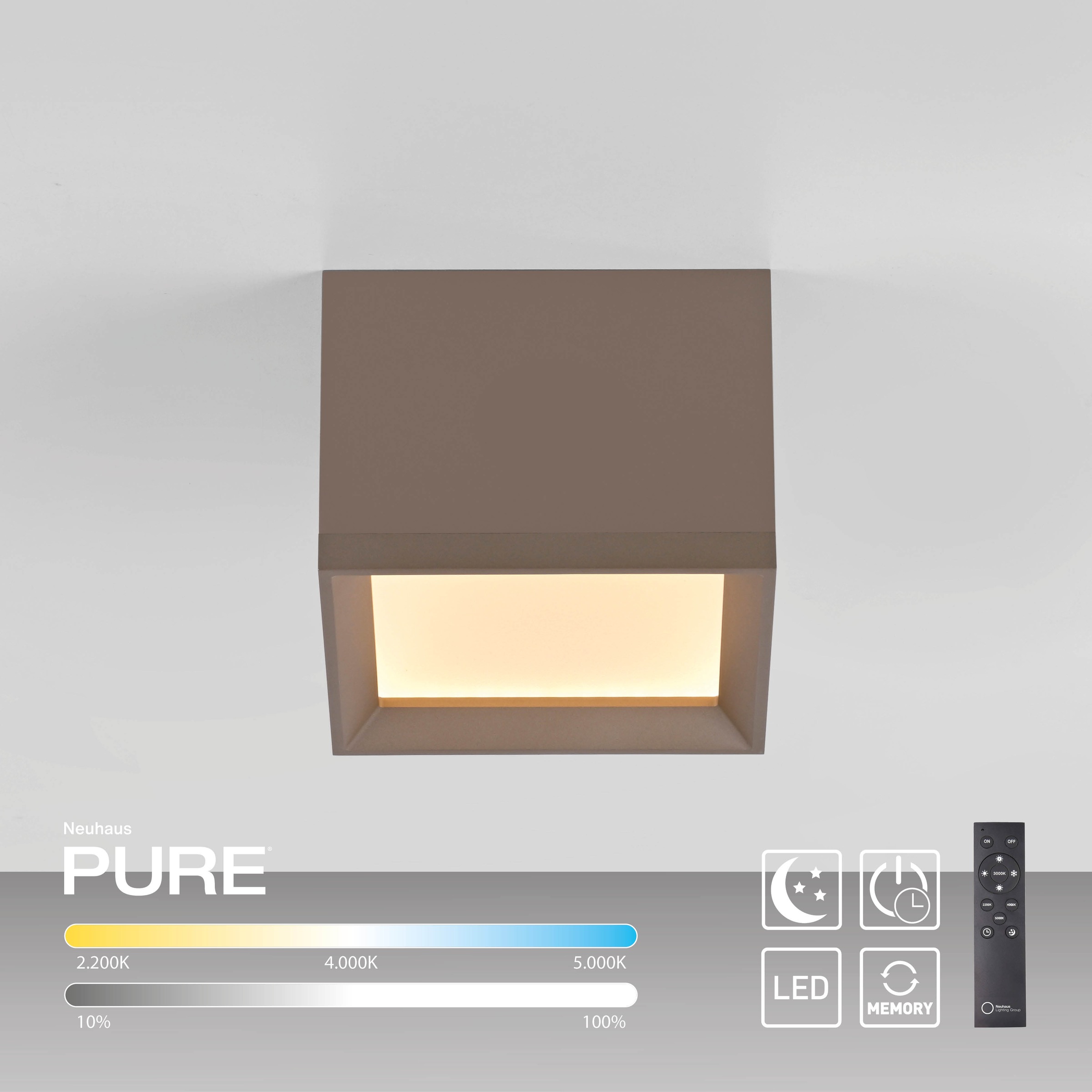 Neuhaus PURE LED Deckenleuchte »PURE Manhattan« LED-Board 1 Stk. warmweiß - kaltweiß Stufenloses dimmen per Funk-Fernbedienung, CCT, Multicolor