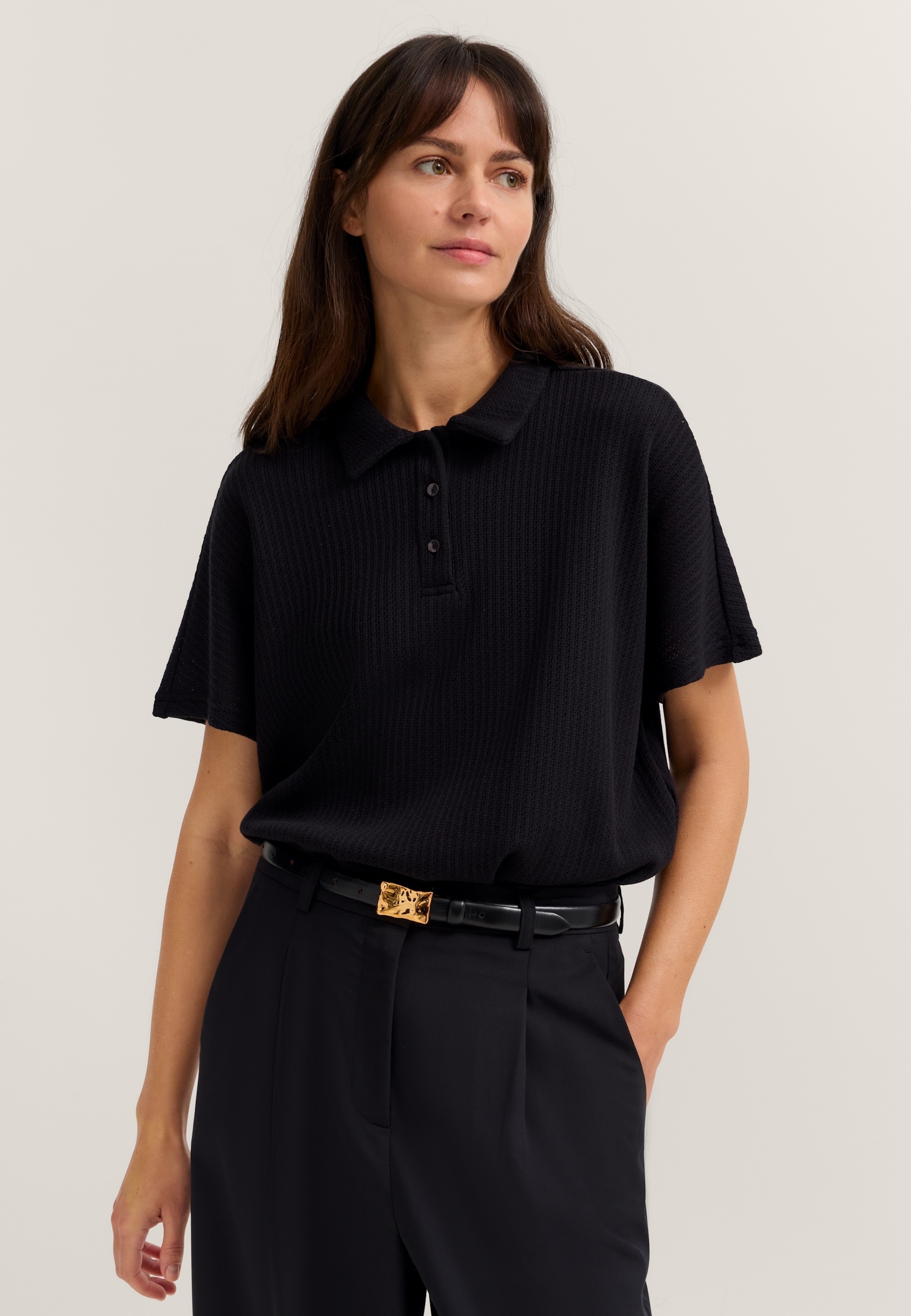 bugatti T-Shirt aus strukturierter Baumwollmischung günstig online kaufen