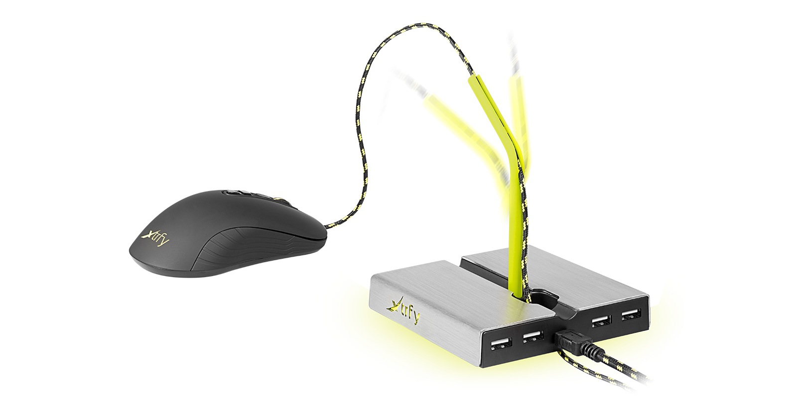 Cherry Xtrfy Mauskabelhalter »B1 Mouse Bungee«, Maus-Bungee mit 4-Port-USB-Hub
