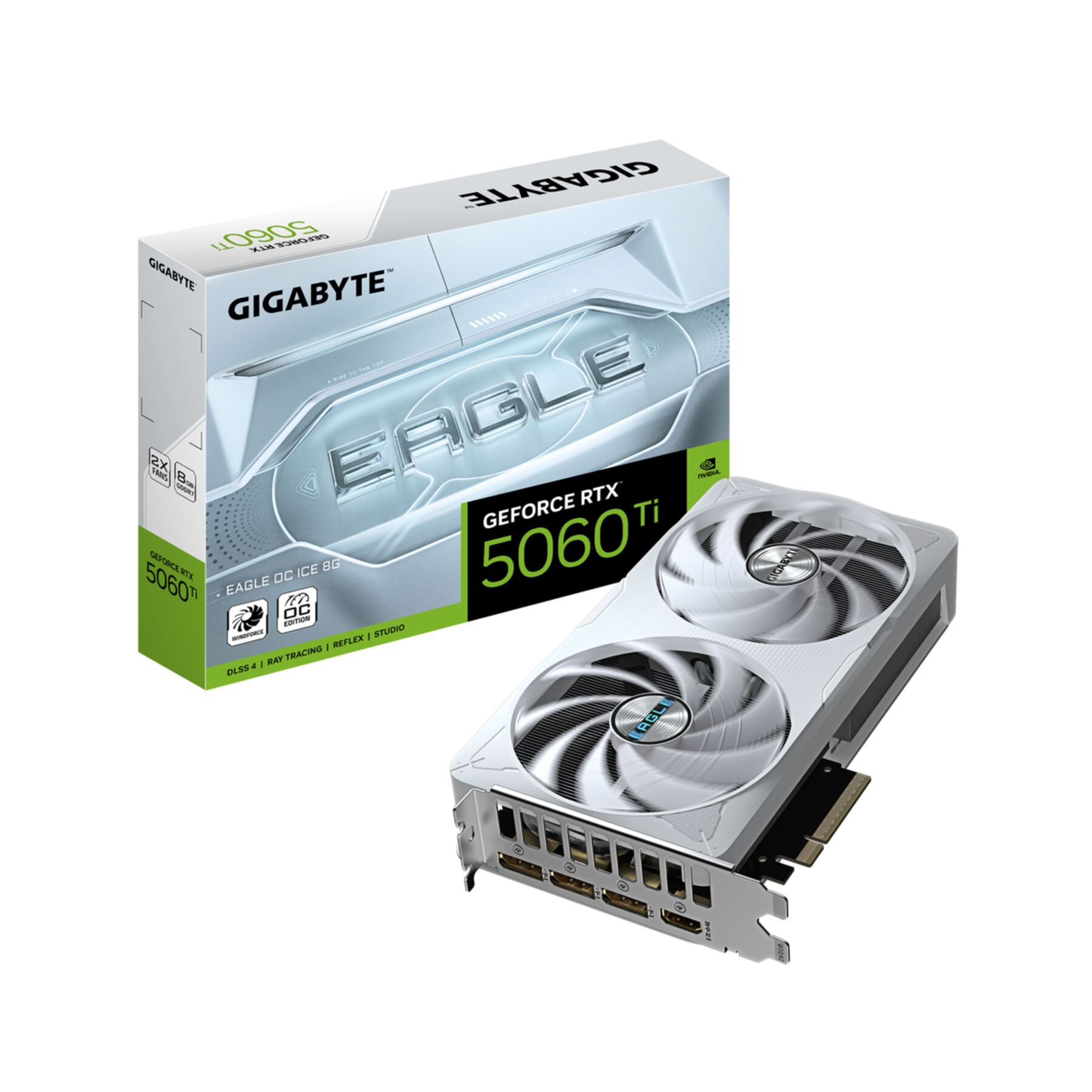 GIGABYTE Grafikkarte "GeForce RTX 5060 Ti EAGLE OC ICE 8G Grafikkarte – 8 GB GDDR7, 128 Bit", weiß (ohne farbbezeichnung), Grafikkarten - Einheitsgröß