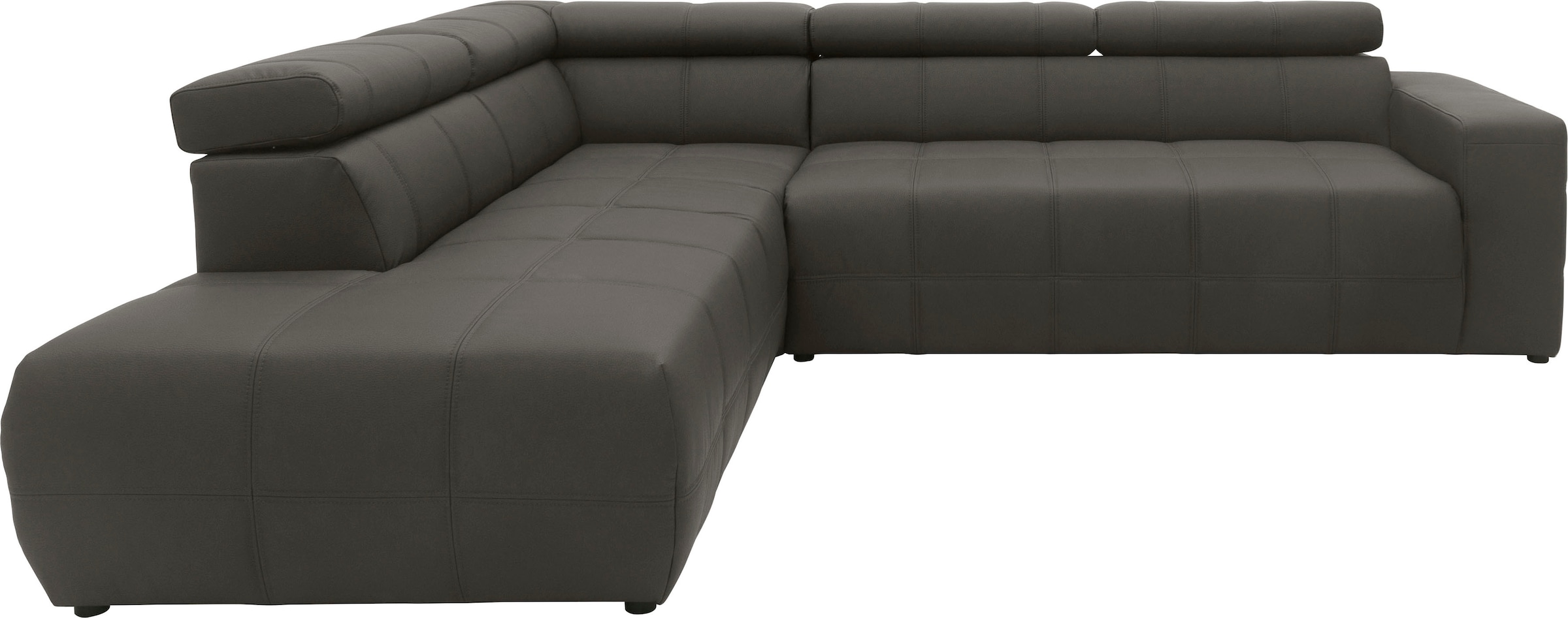 DOMO collection Ecksofa "BRANDON bequem, Breite 275cm, L-Form, auch in Leder" inklusive Kopfteilverstellung, wahlweise mit Sitztiefenverstellung