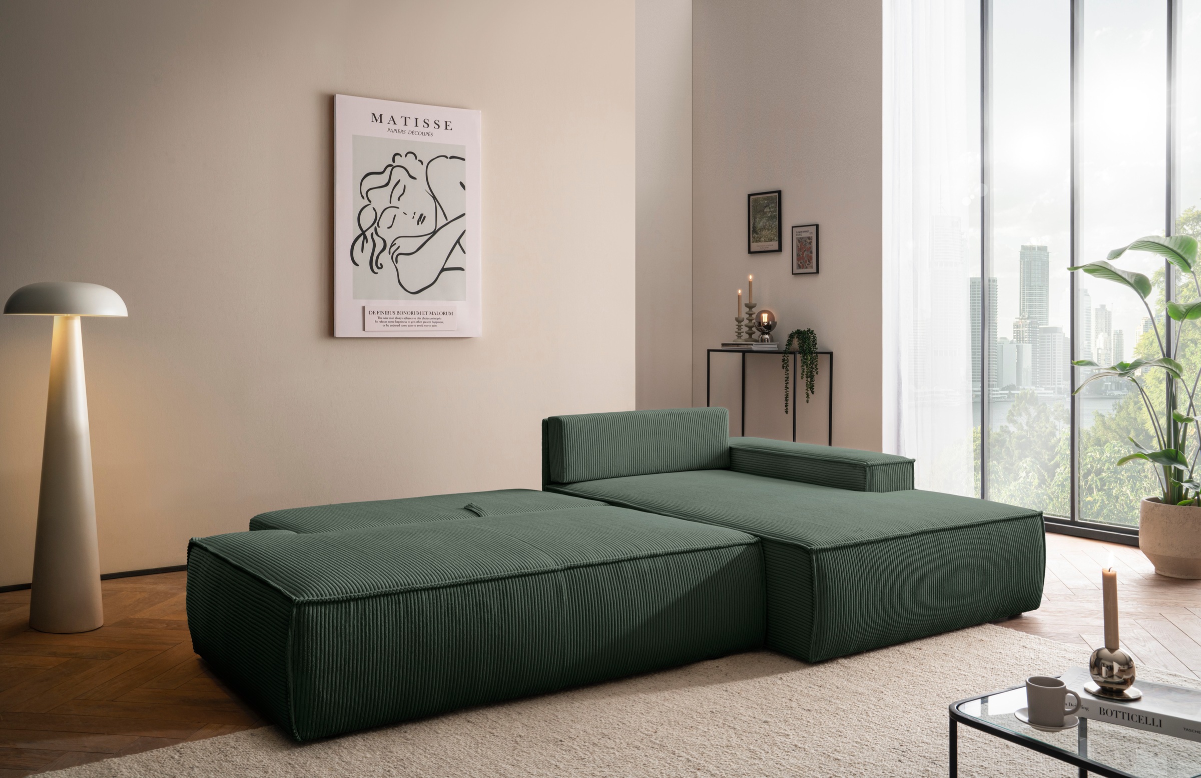 Home affaire Ecksofa "SHERWOOD, Schlafsofa in L-Form offen (275cm), Cord, L günstig online kaufen
