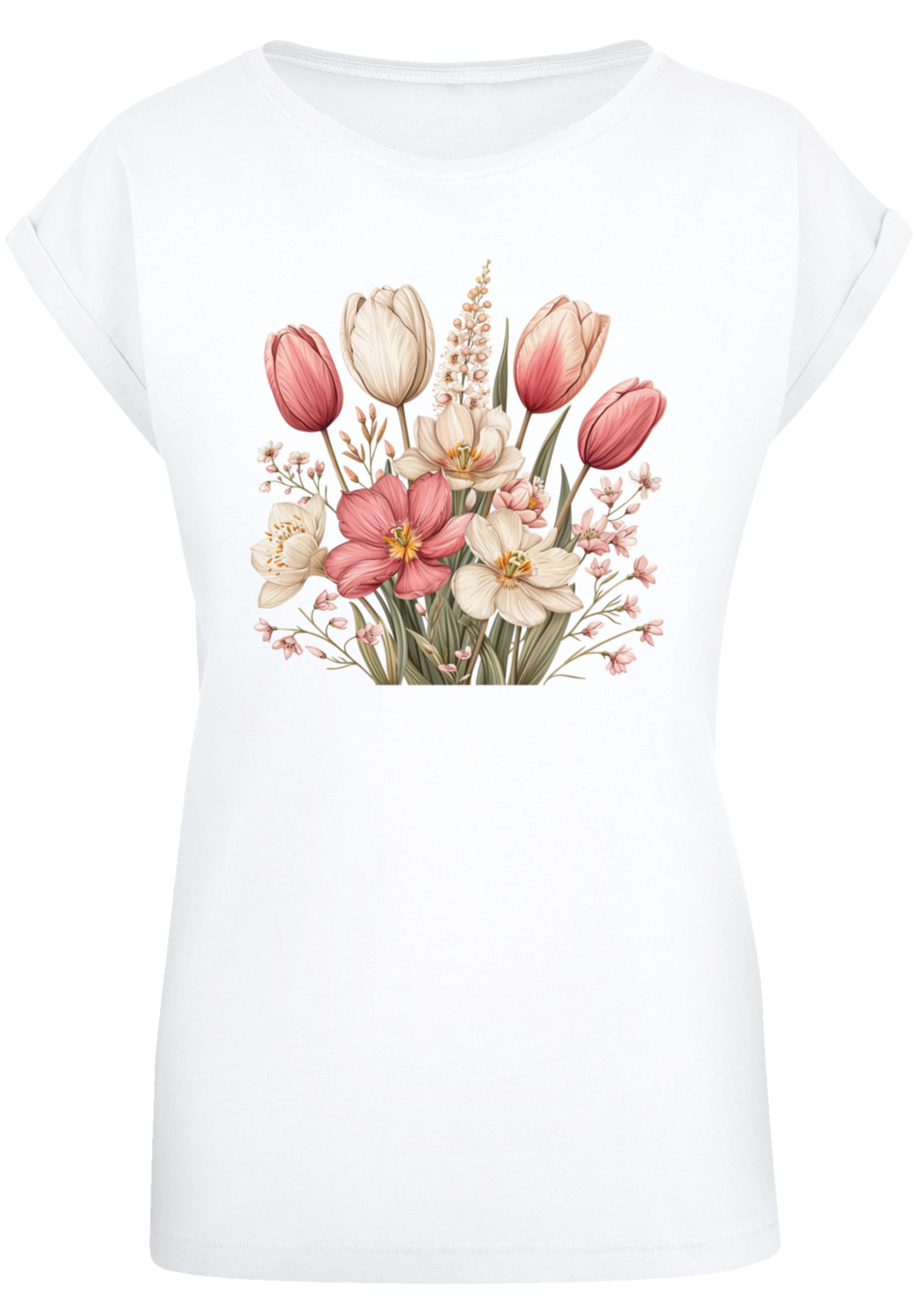 F4NT4STIC T-Shirt »Rosa weißer Frühlingsblumenstrauß«, Premium Qualität
